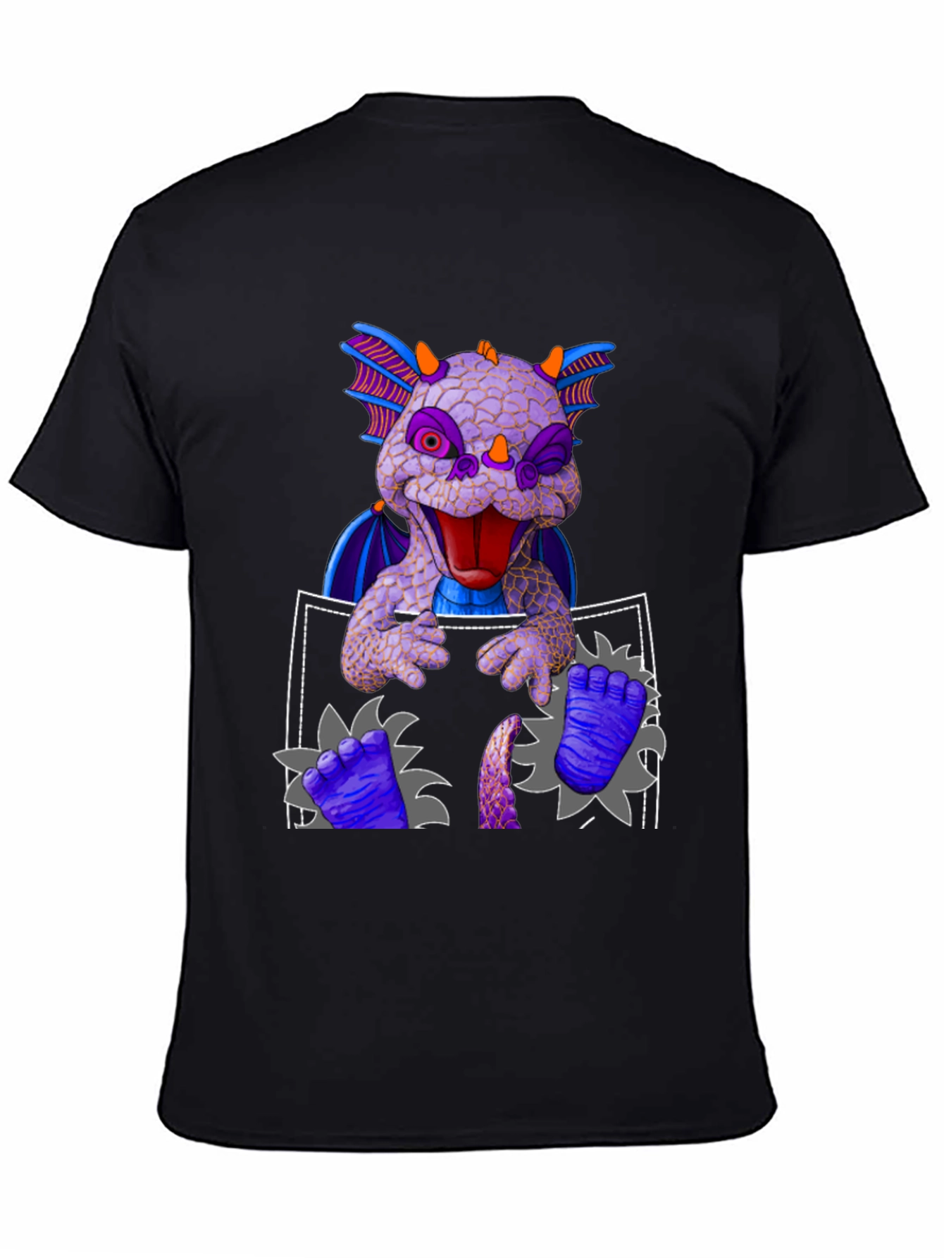 Dragon Pocket T-Shirt: Whimsical Creature Design