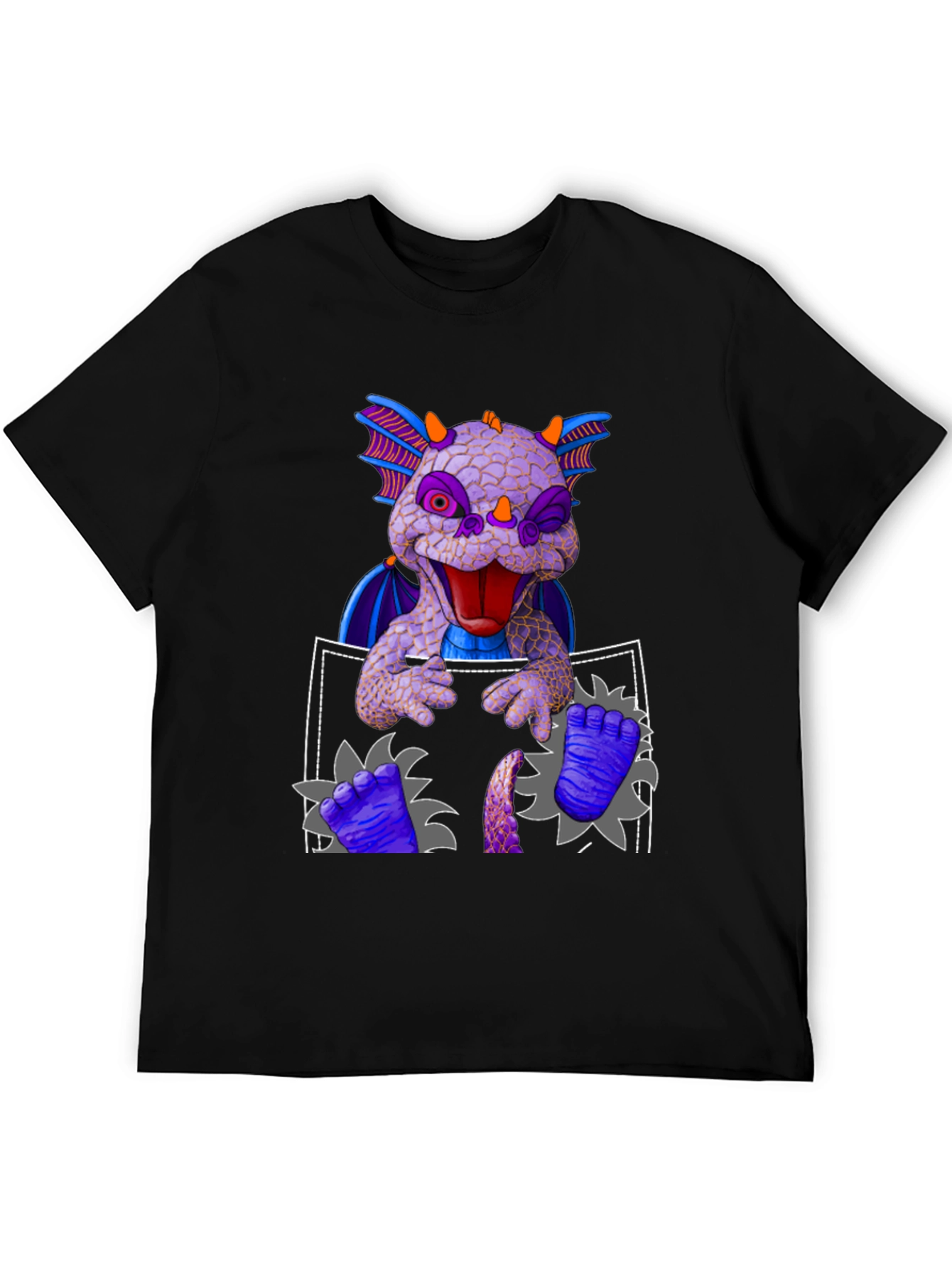 Dragon Pocket T-Shirt: Whimsical Creature Design