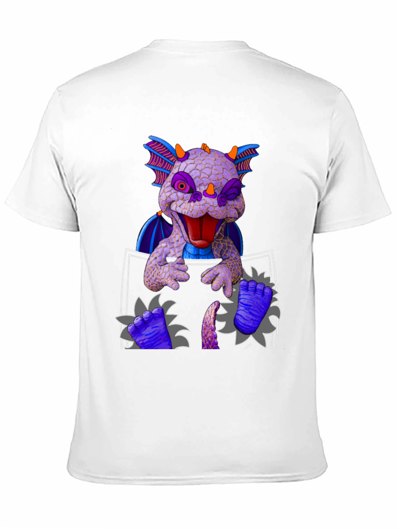 Dragon Pocket T-Shirt: Whimsical Creature Design