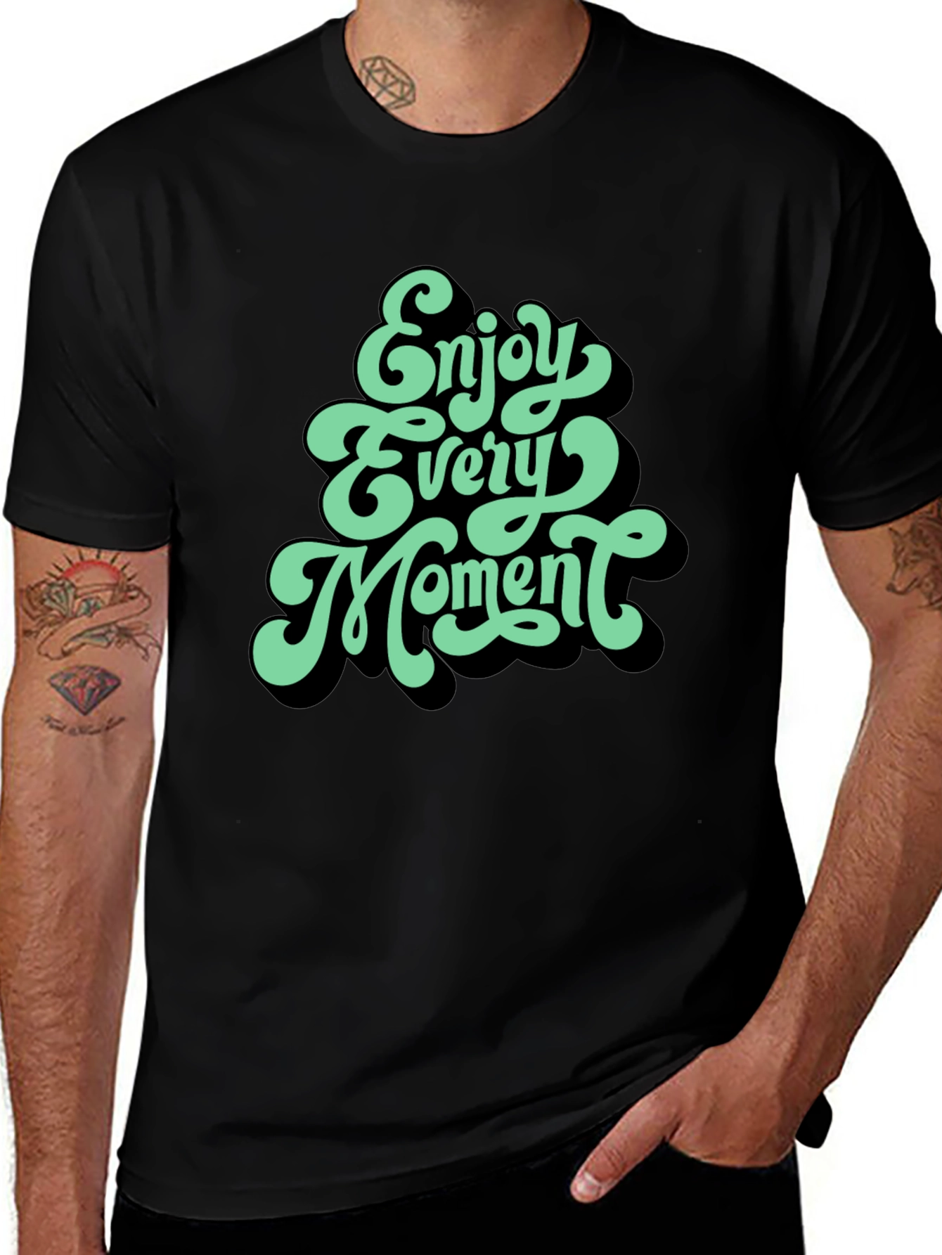 Enjoy Every Moment Graphic Tee - Stylish Black T-Shirt