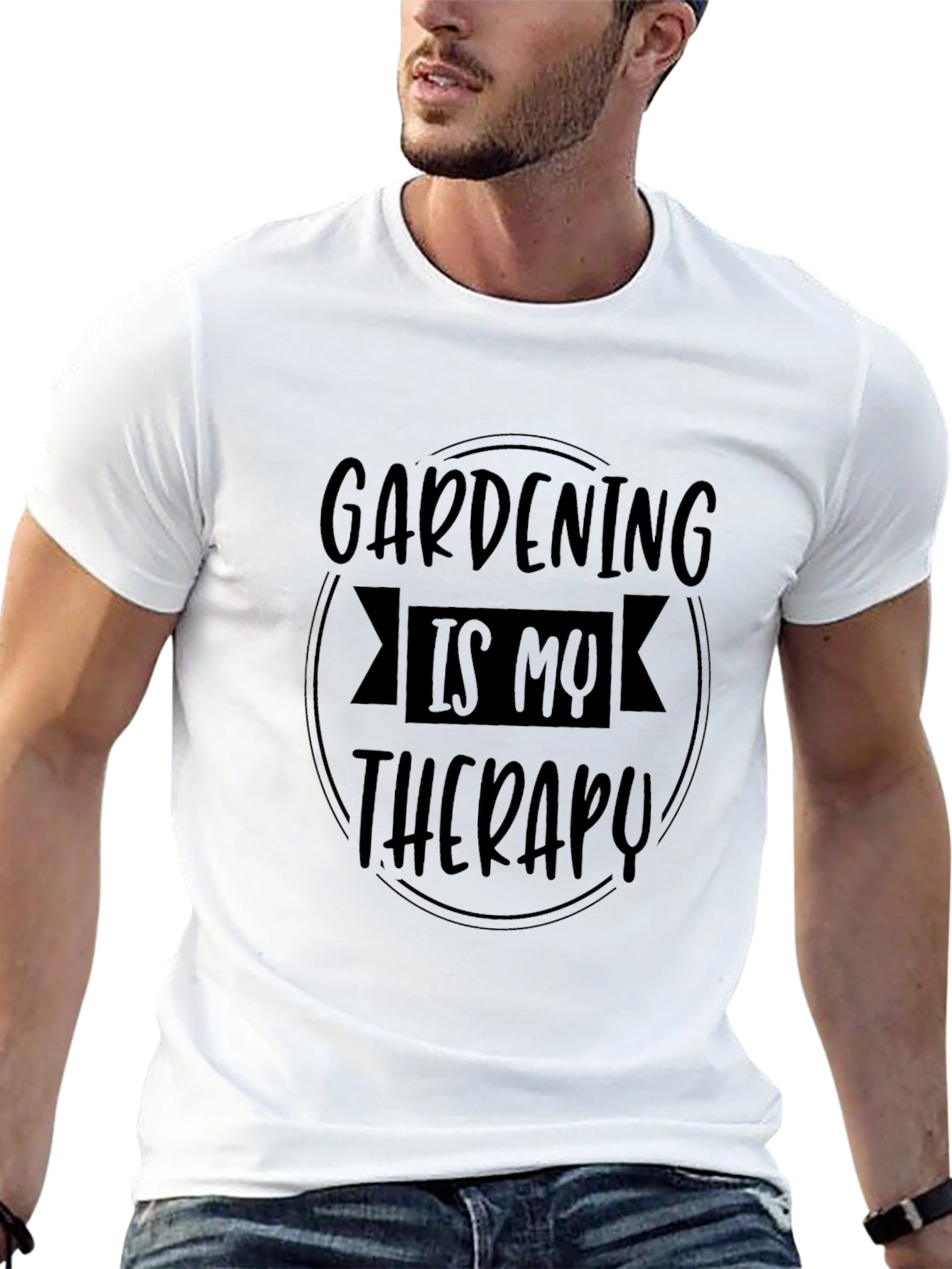Gardening is my Therapy - Black T-Shirt