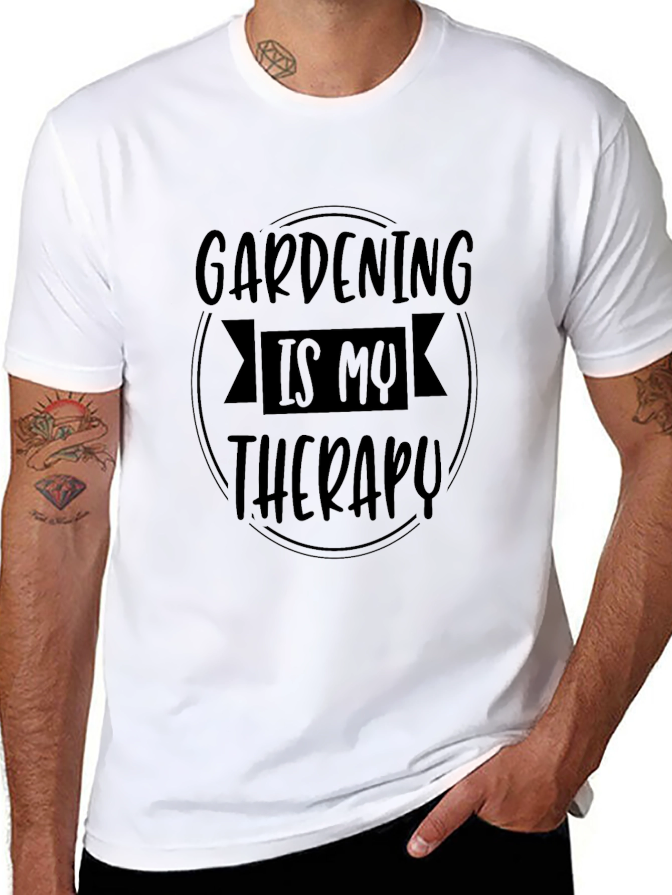 Gardening is my Therapy - Black T-Shirt