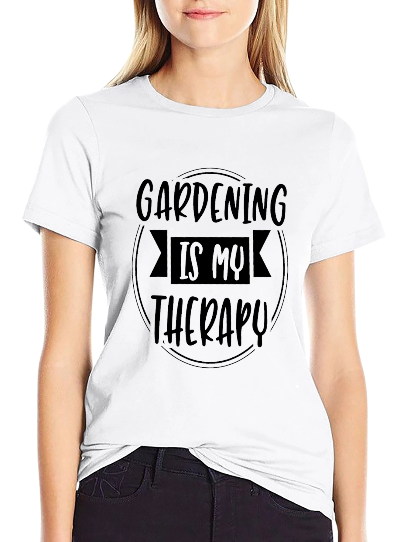 Gardening is my Therapy - Black T-Shirt