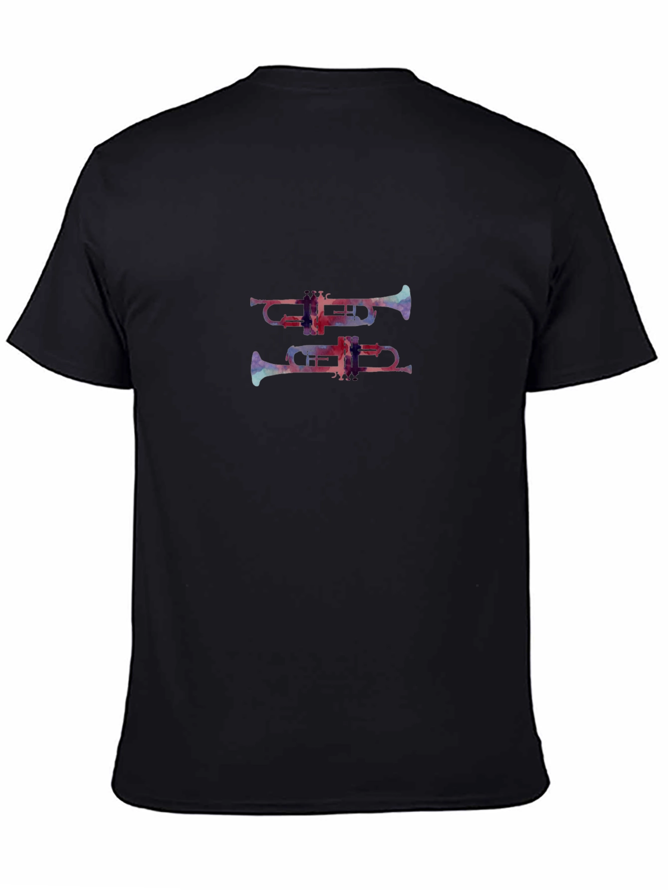 Abstract Trumpet Print Black T-Shirt