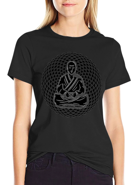 Meditative Monk Graphic T-Shirt - Black