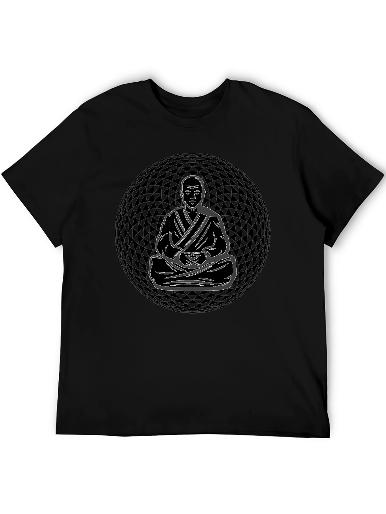 Meditative Monk Graphic T-Shirt - Black