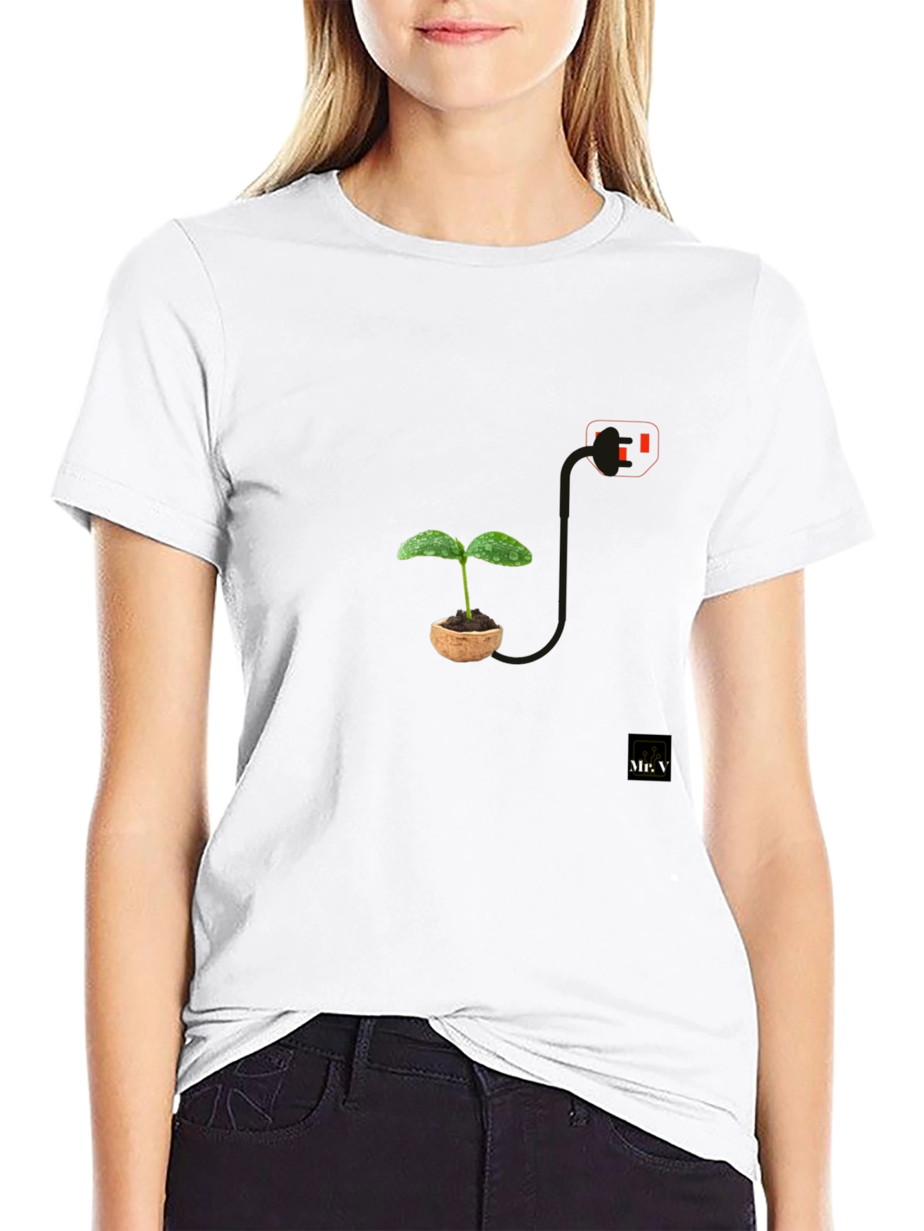 Plant Power T-Shirt - Black Modern Design