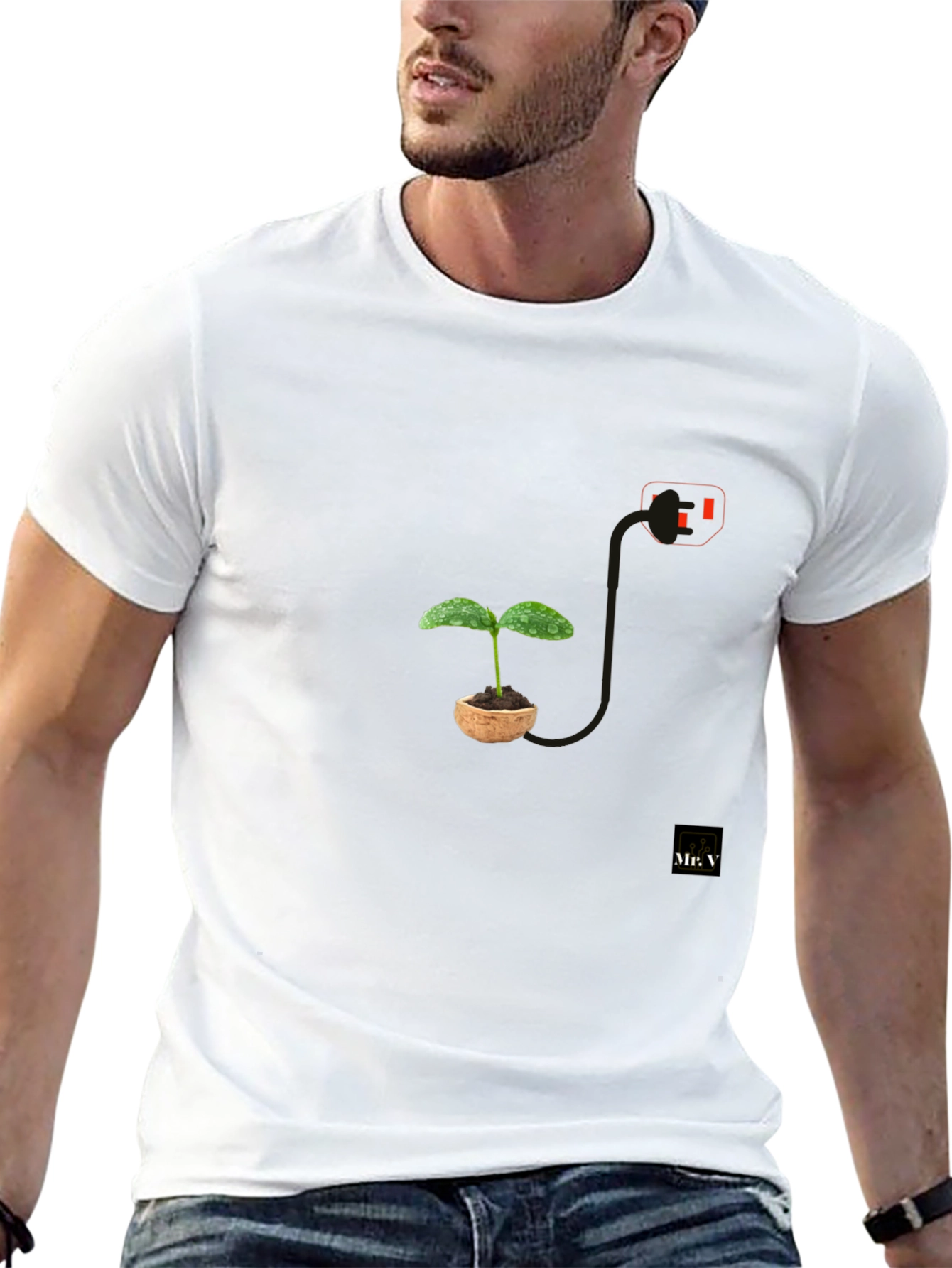 Plant Power T-Shirt - Black Modern Design