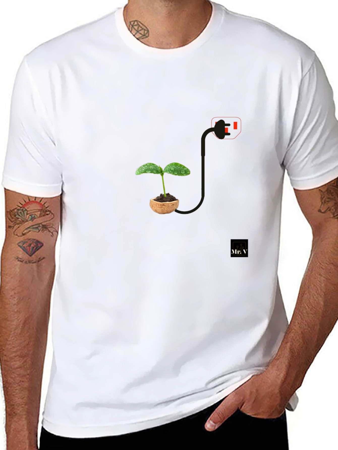 Plant Power T-Shirt - Black Modern Design
