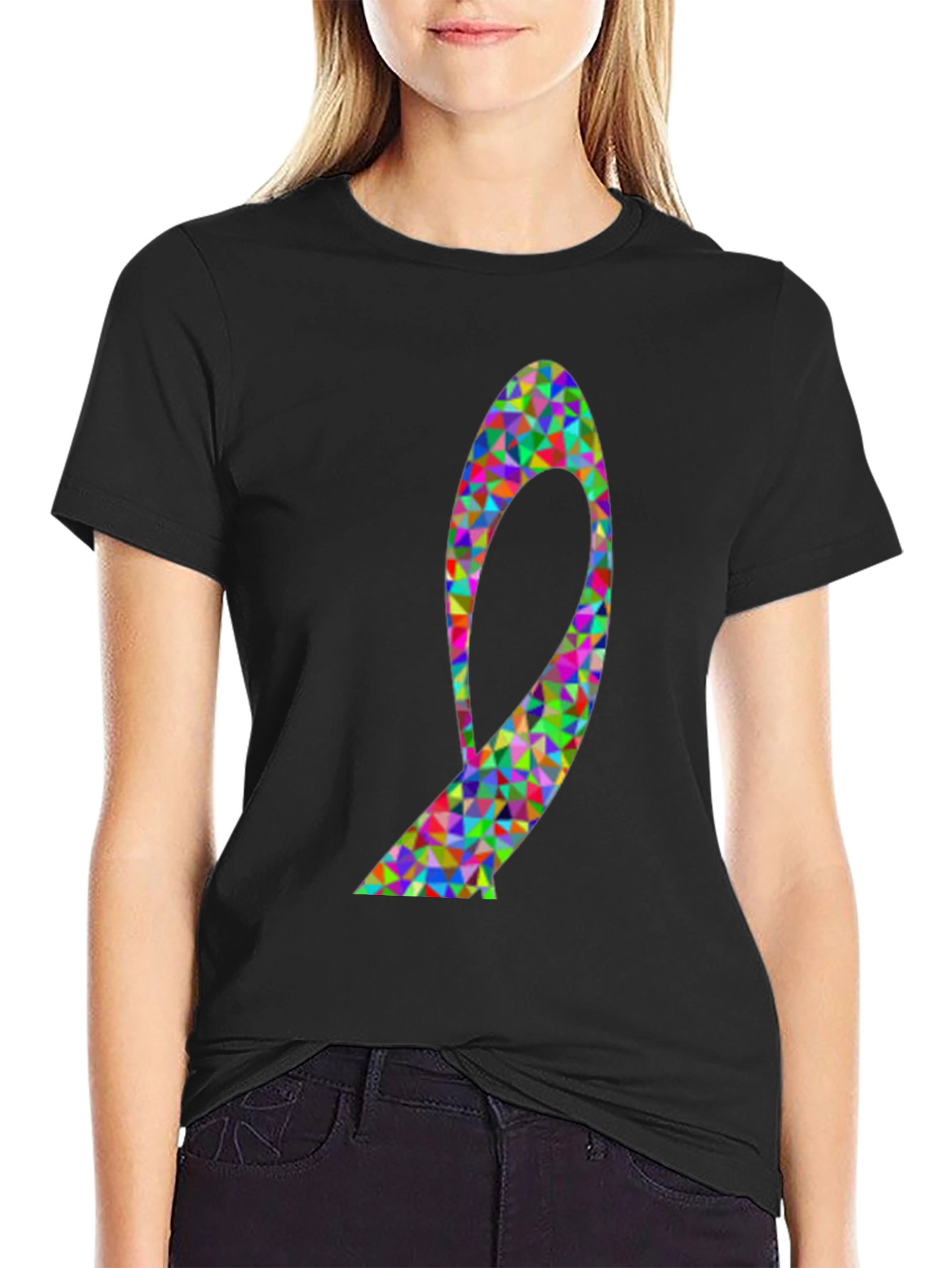 Geometric Ribbon Graphic Tee - Black
