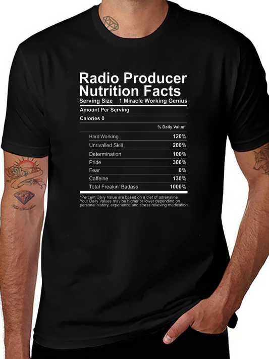 Radio Producer Nutrition Facts Graphic T-Shirt