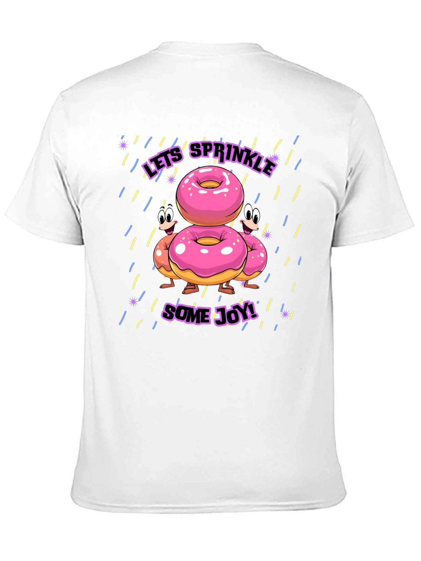 Sprinkle Joy Donut T-Shirt - Black Fun Cartoon Design