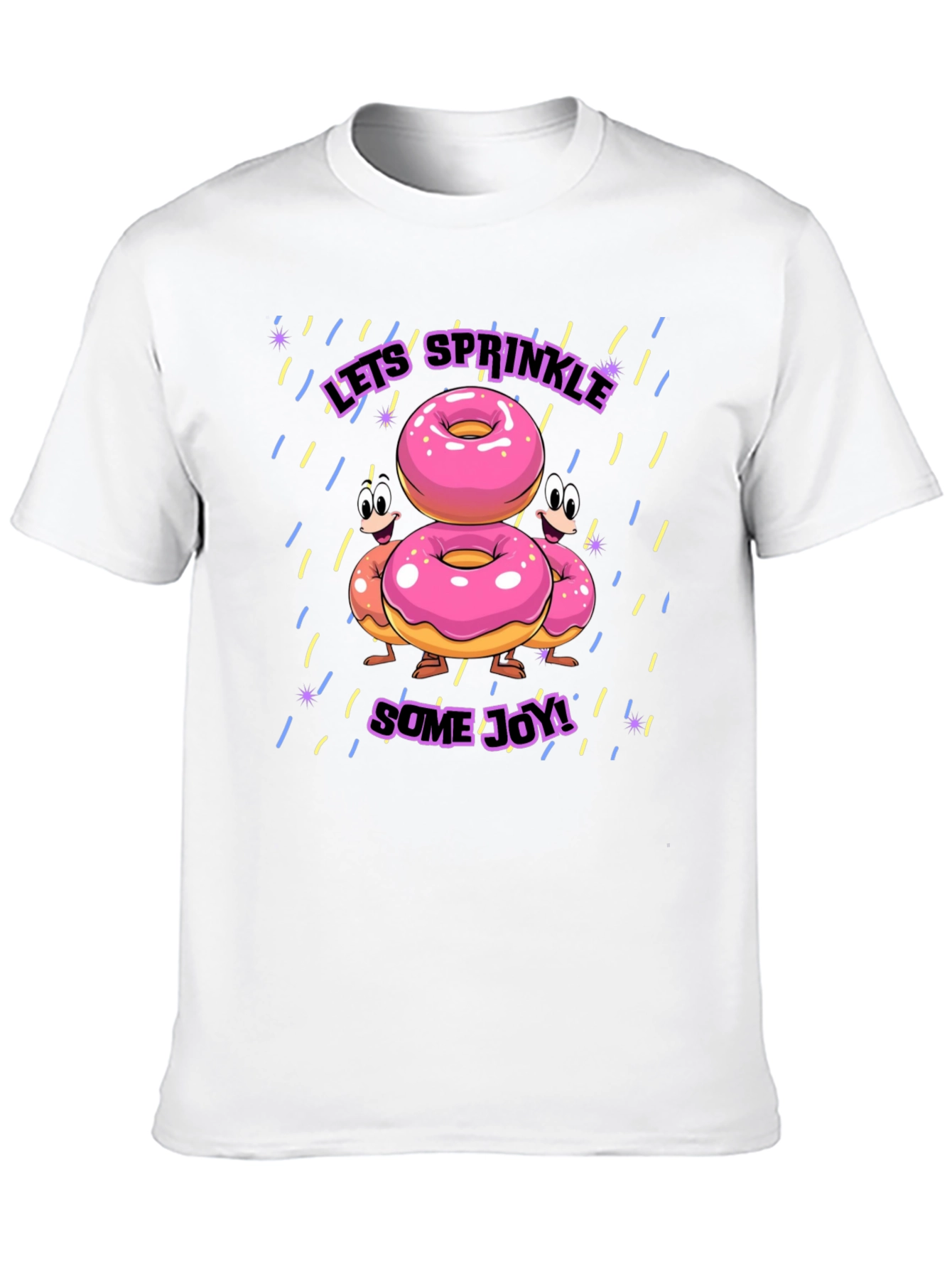 Sprinkle Joy Donut T-Shirt - Black Fun Cartoon Design