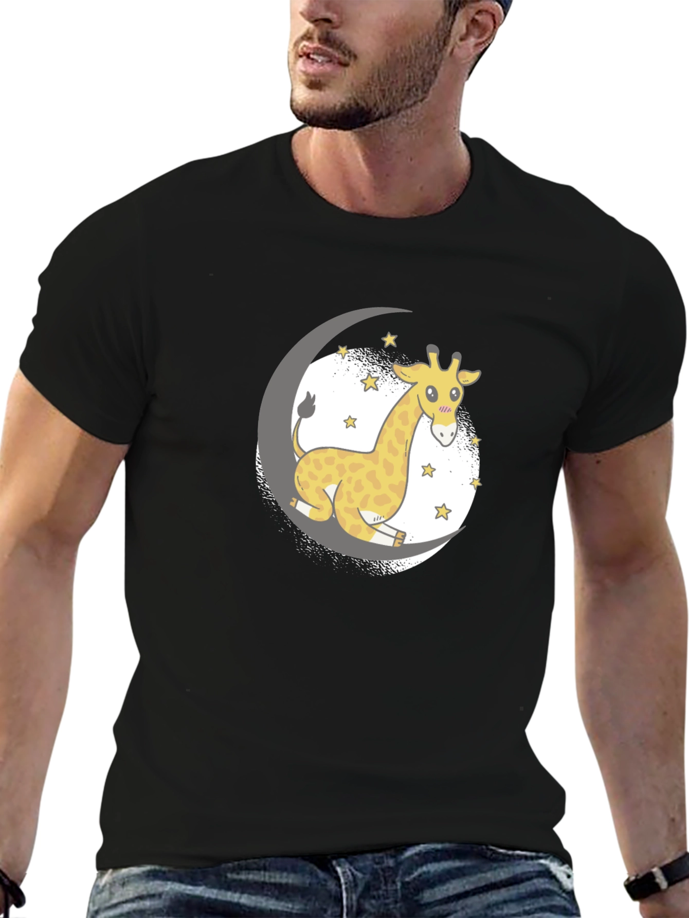 Cute Giraffe on Moon T-Shirt