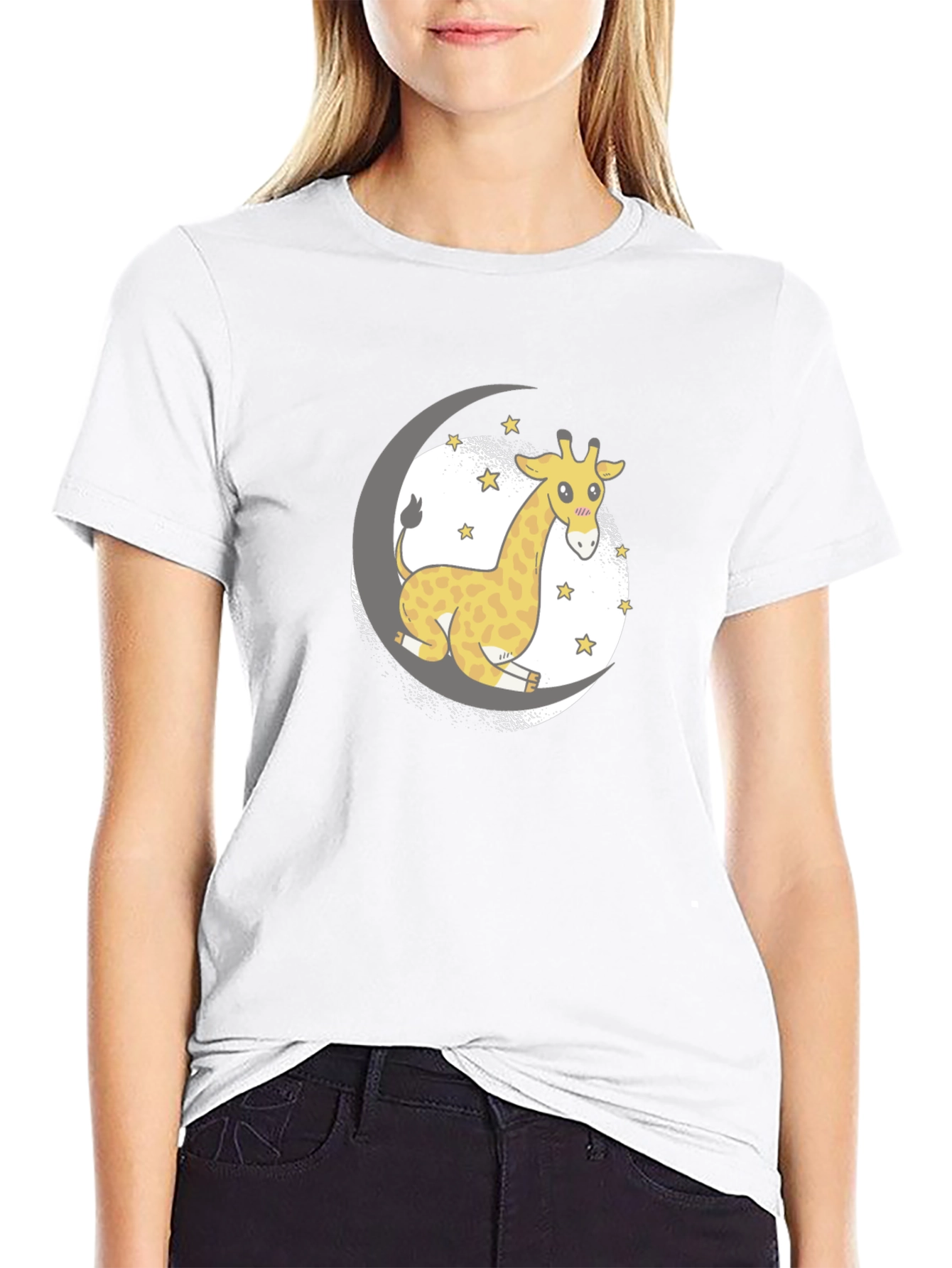 Cute Giraffe on Moon T-Shirt