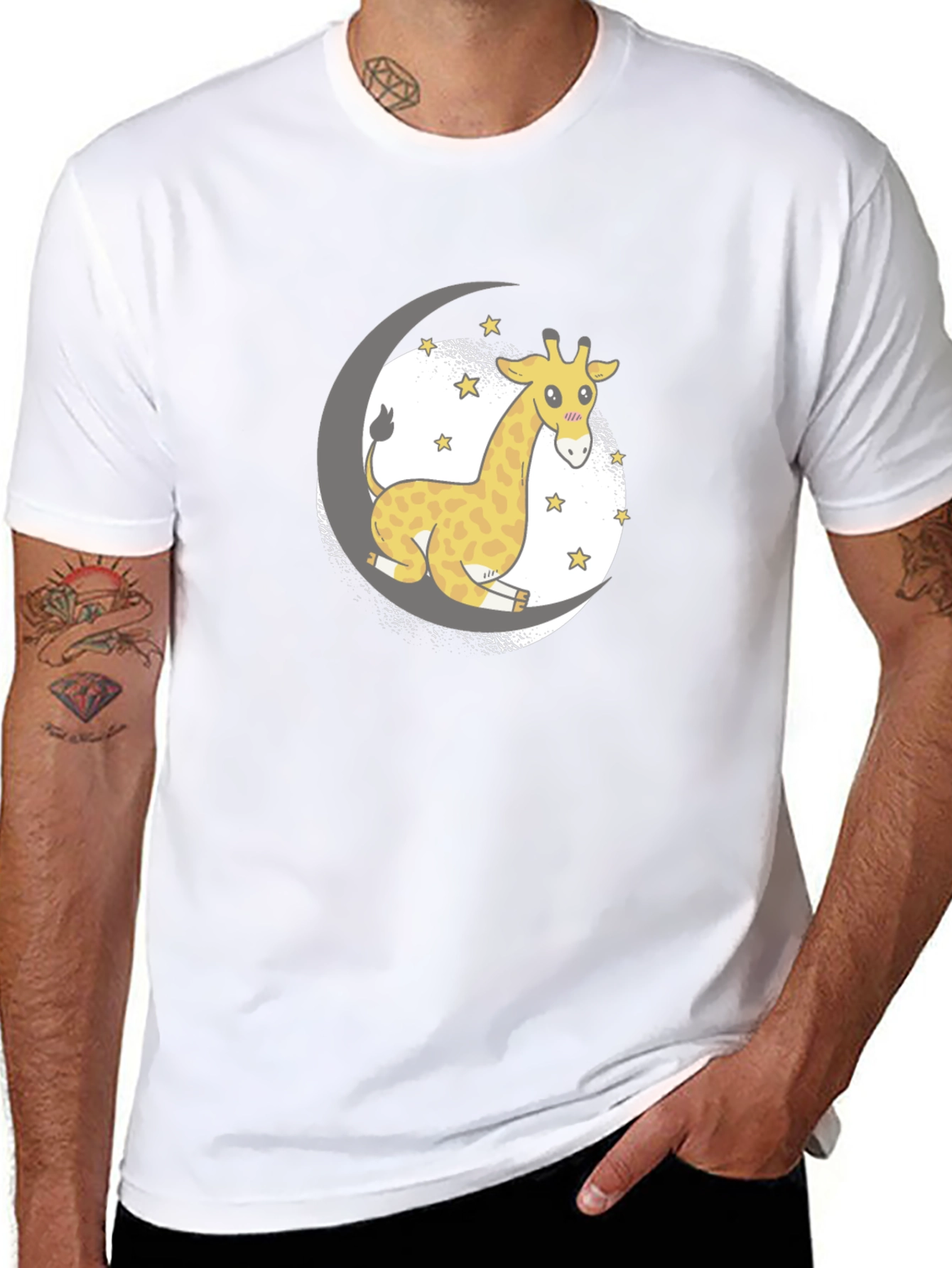 Cute Giraffe on Moon T-Shirt