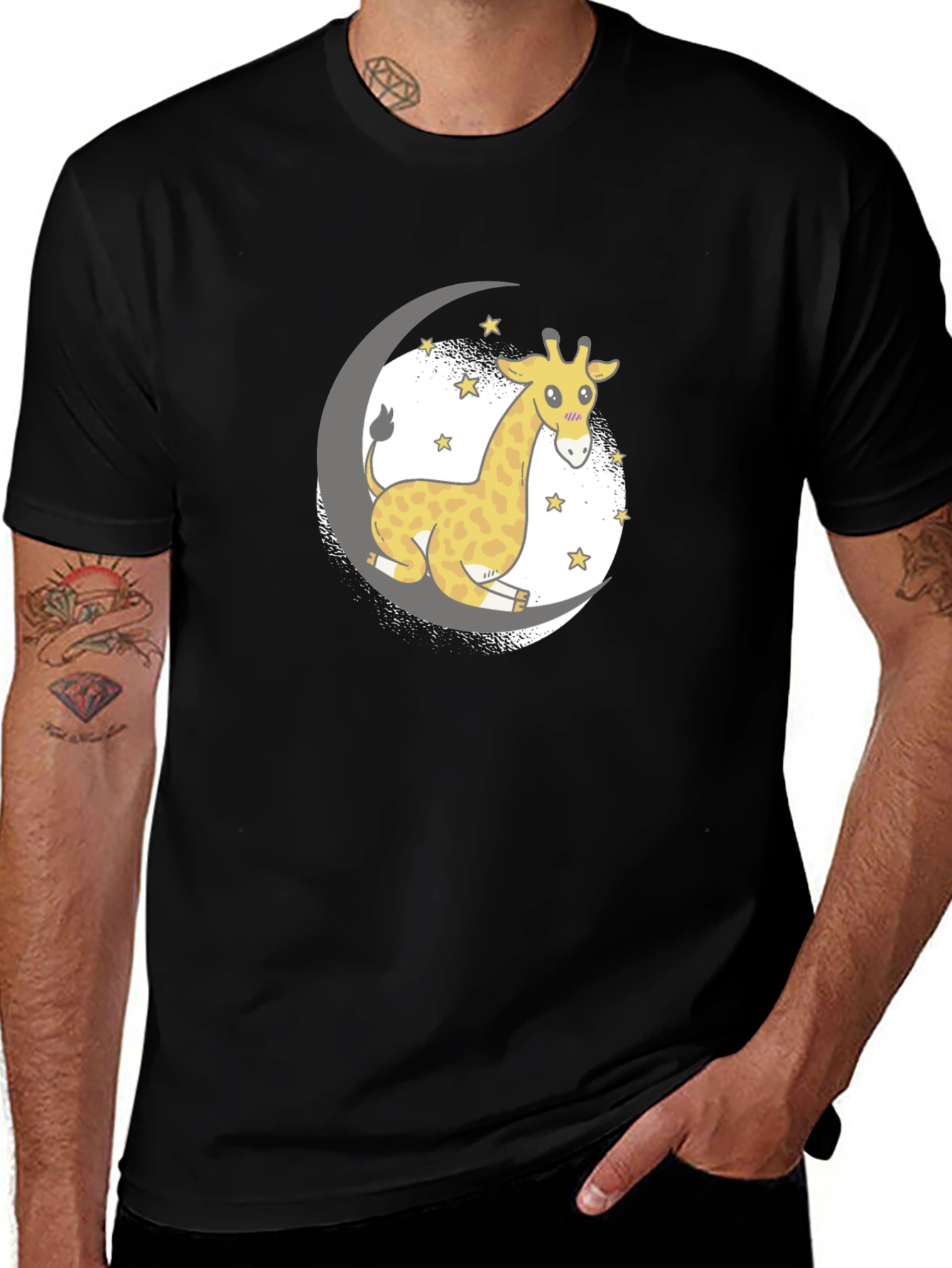 Cute Giraffe on Moon T-Shirt
