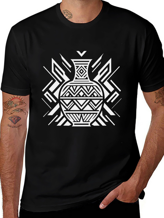 Geometric Vase Graphic T-Shirt - Modern Art Tee