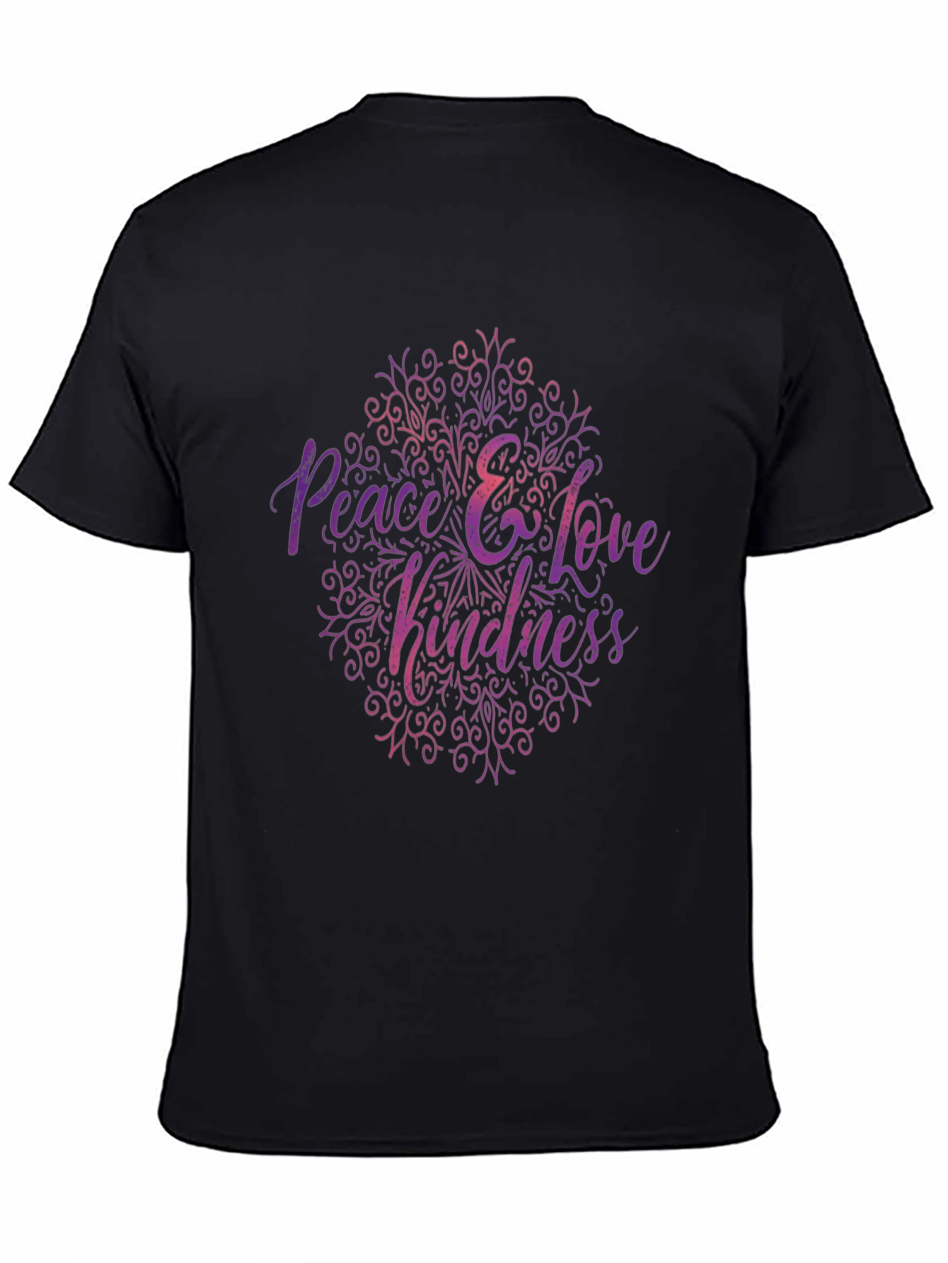 Peace Love Kindness Graphic Tee - Black Casual T-Shirt