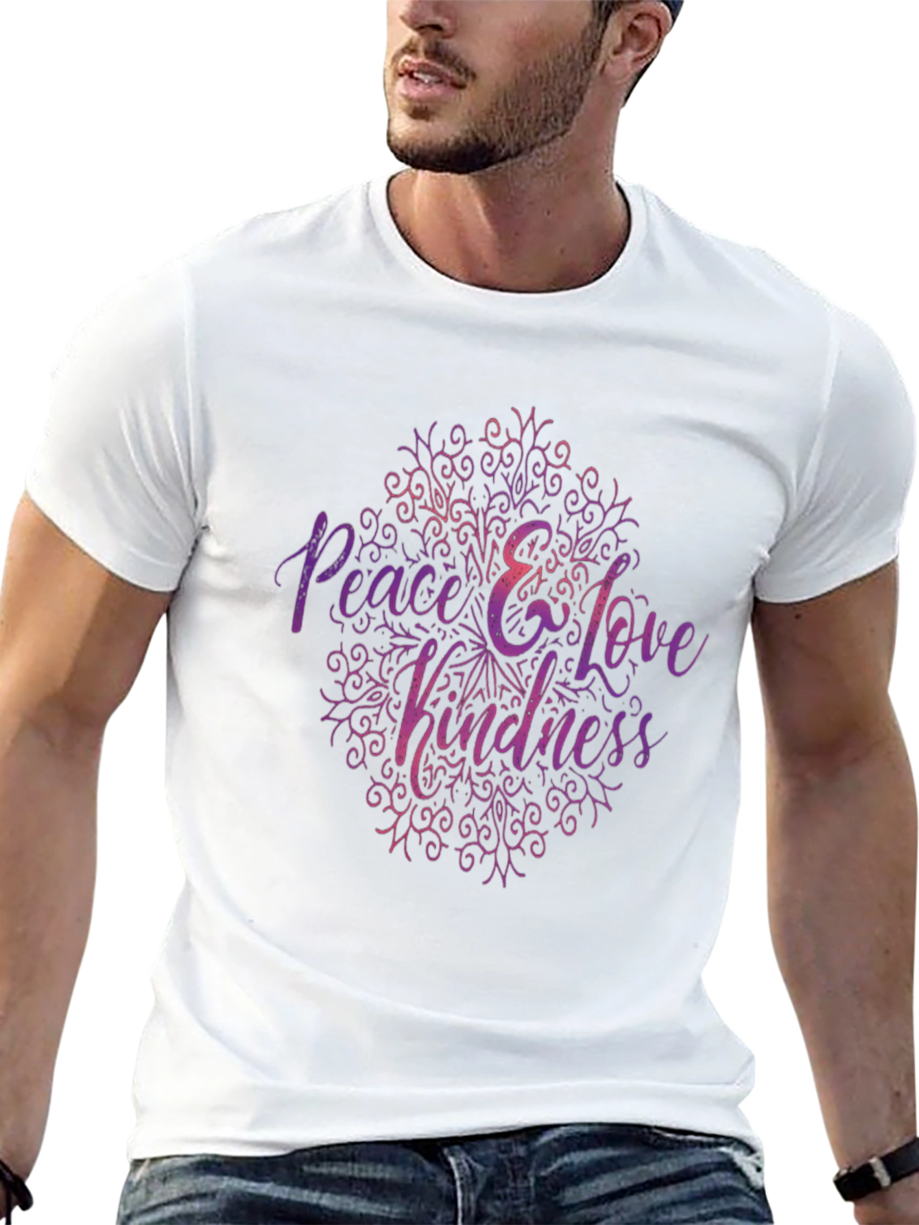Peace Love Kindness Graphic Tee - Black Casual T-Shirt