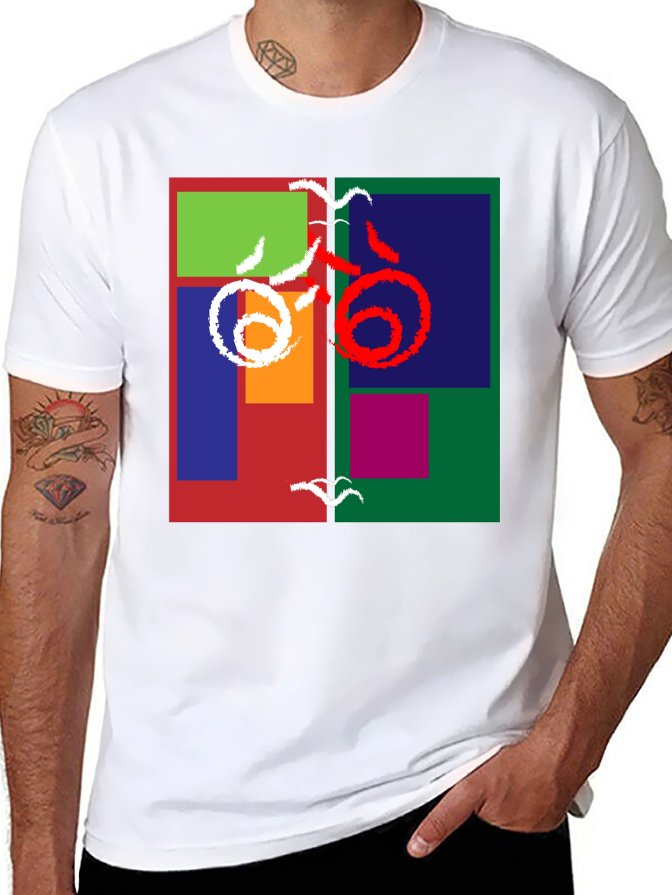 Abstract Block Print Tee - Modern Art Shirt