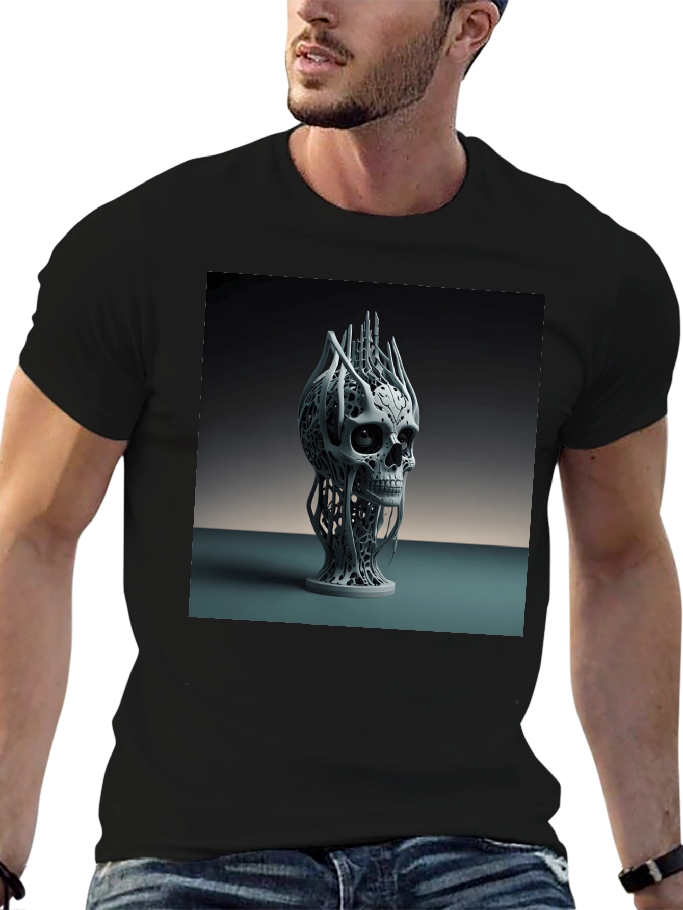 Abstract Skull Graphic Tee - Modern Art Design