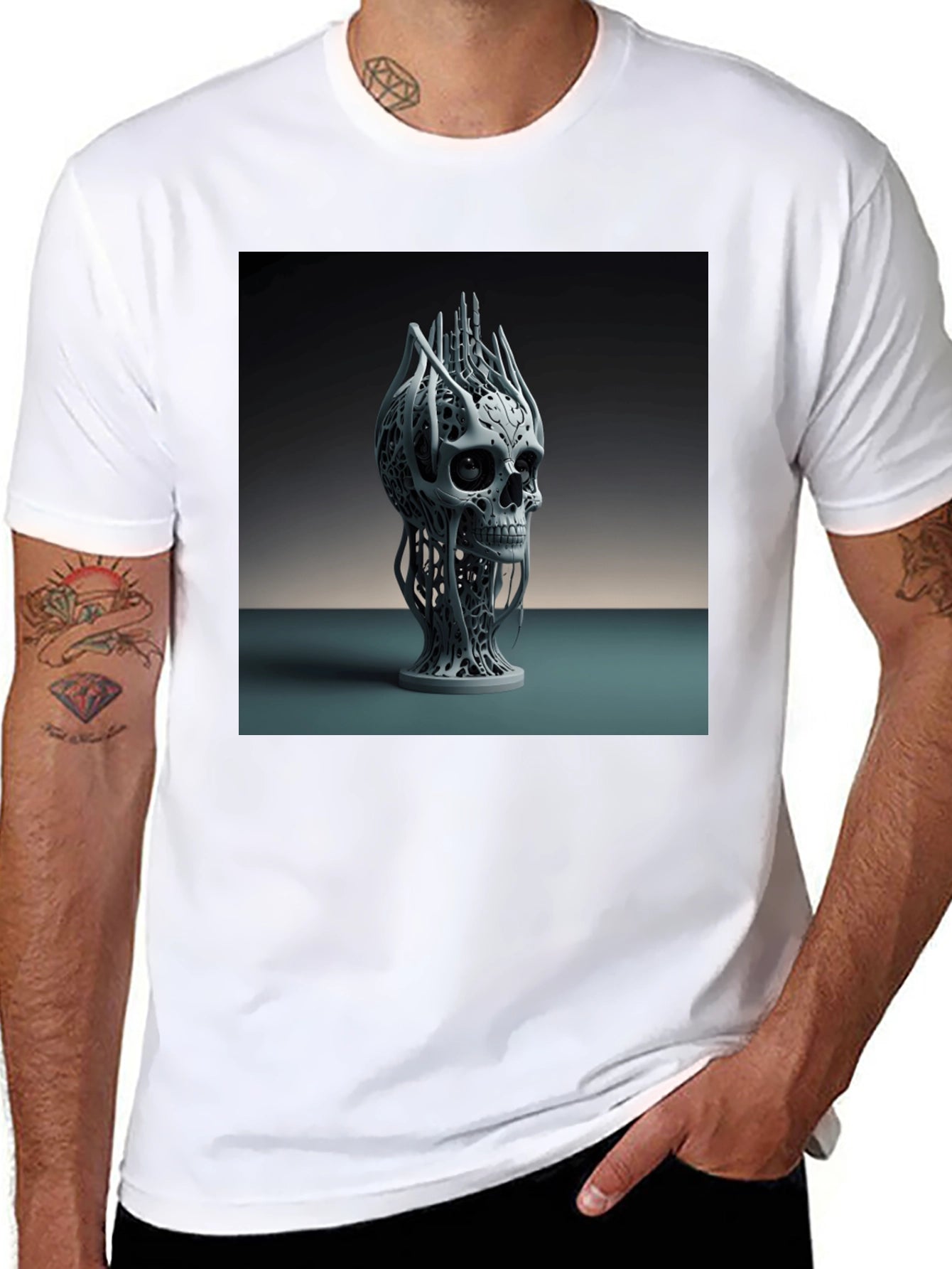 Abstract Skull Graphic Tee - Modern Art Design