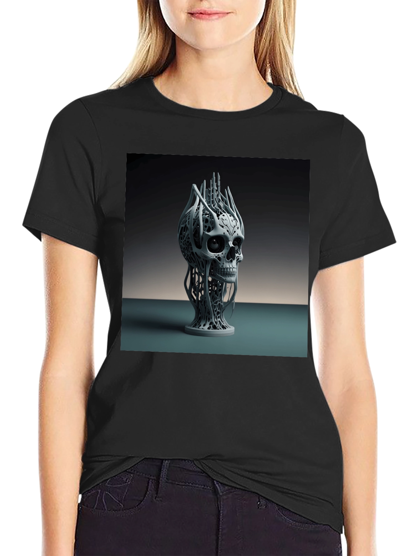 Abstract Skull Graphic Tee - Modern Art Design