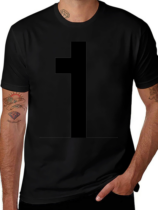 Minimalist Cross Graphic Tee - Solid Black Casual Shirt