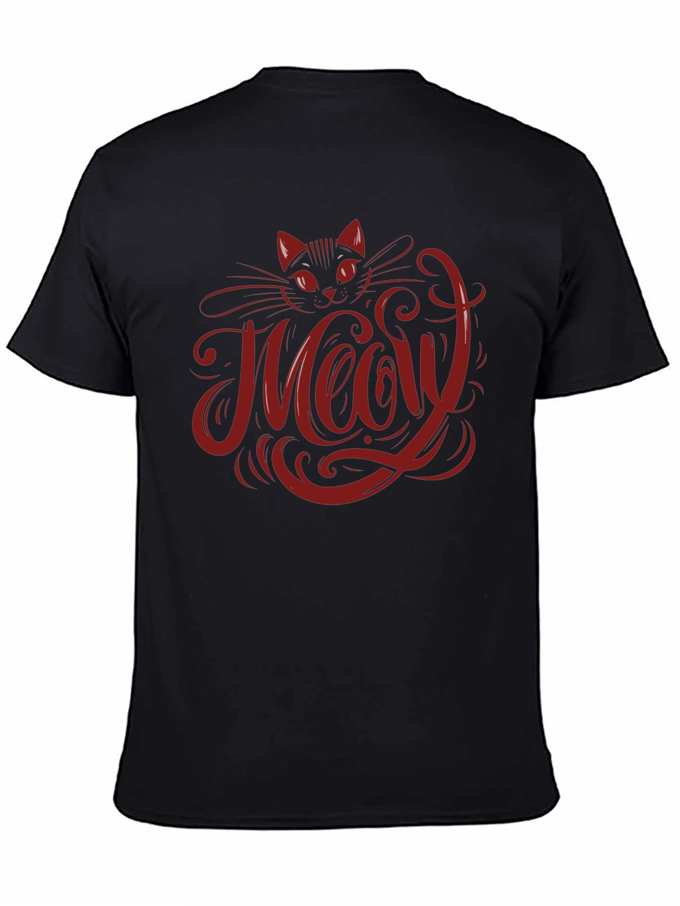 Meow Cat Graphic T-Shirt - Black
