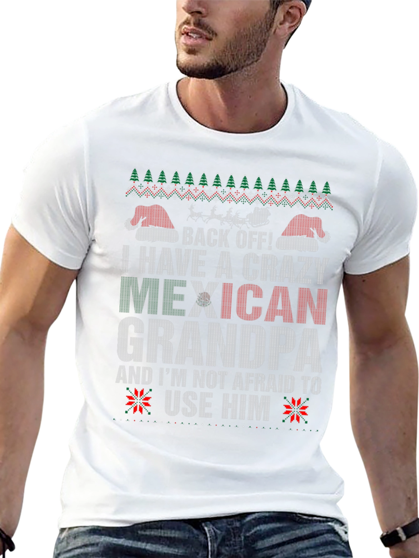Crazy Mexican Grandpa Christmas Ugly Sweater T-Shirt