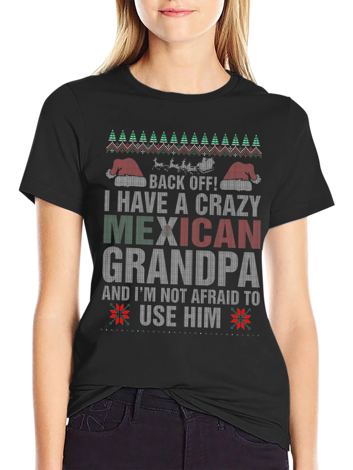 Crazy Mexican Grandpa Christmas Ugly Sweater T-Shirt