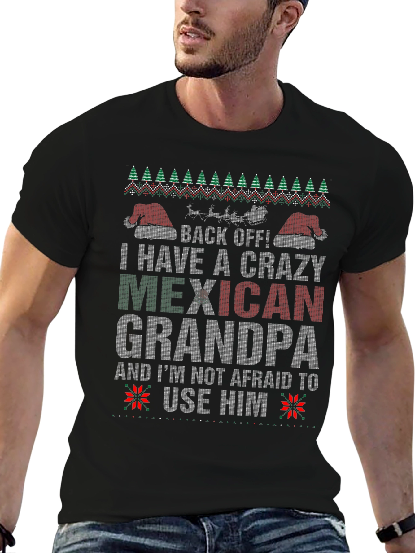 Crazy Mexican Grandpa Christmas Ugly Sweater T-Shirt