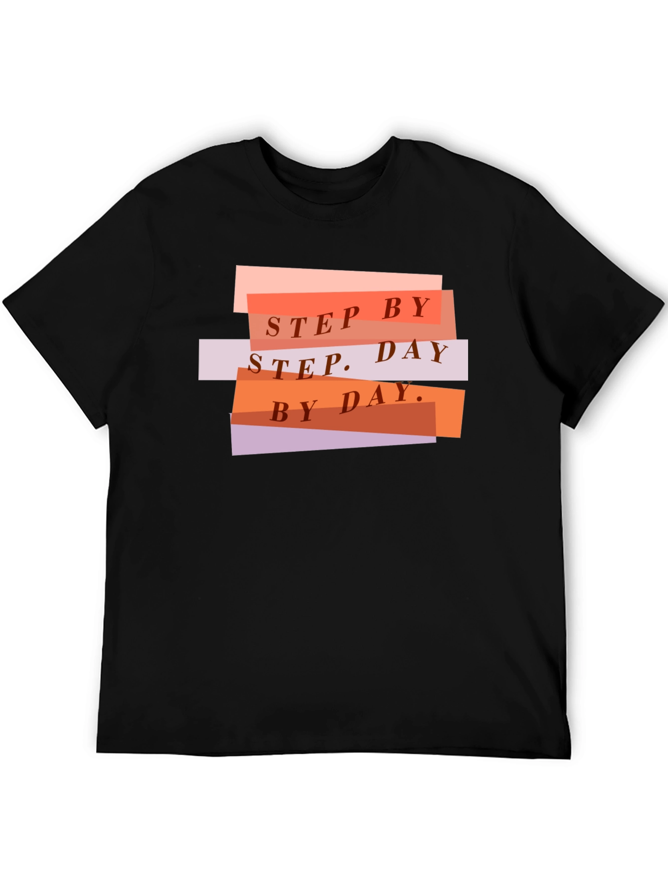 Step by Step Graphic T-Shirt - Black Casual Tee