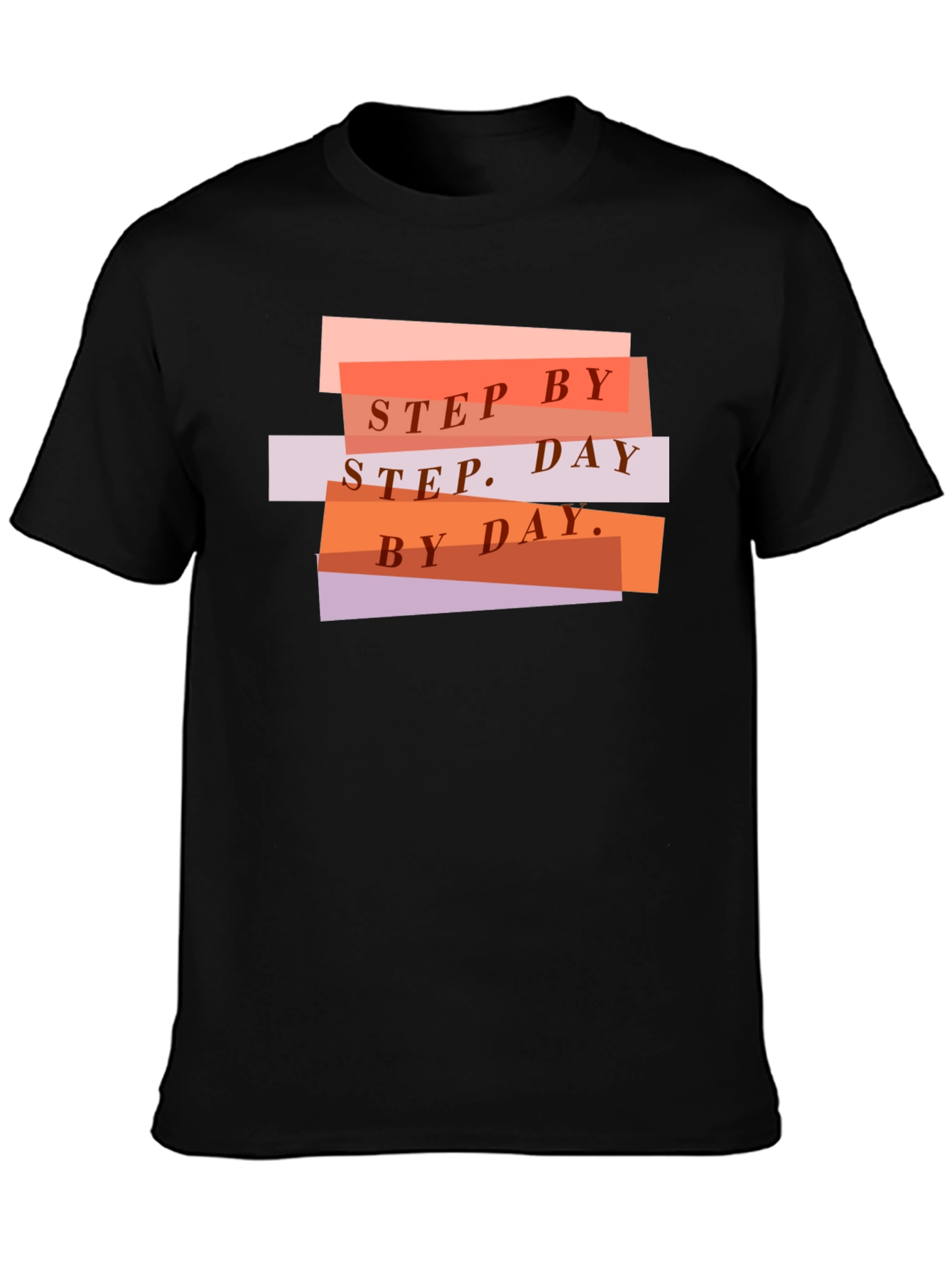 Step by Step Graphic T-Shirt - Black Casual Tee