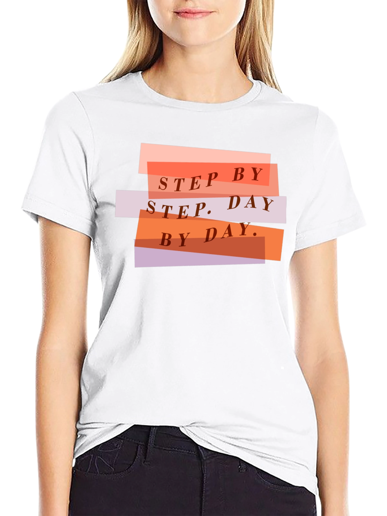 Step by Step Graphic T-Shirt - Black Casual Tee