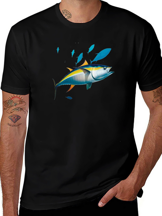 Tuna Fish Graphic Print Black Tee