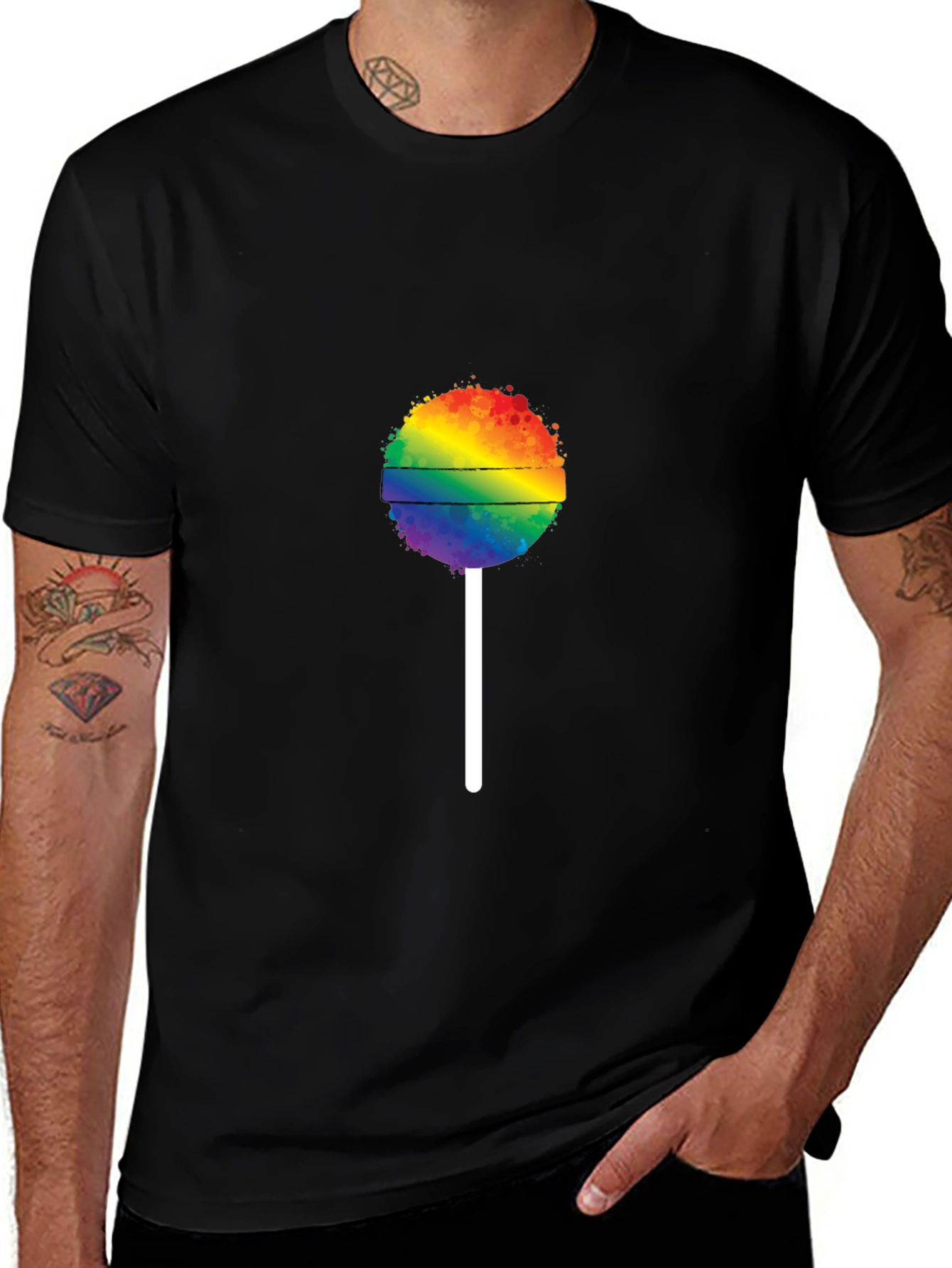 Rainbow Lollipop Graphic Tee - Black