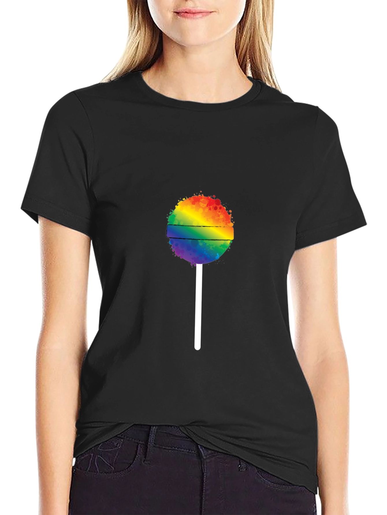 Rainbow Lollipop Graphic Tee - Black