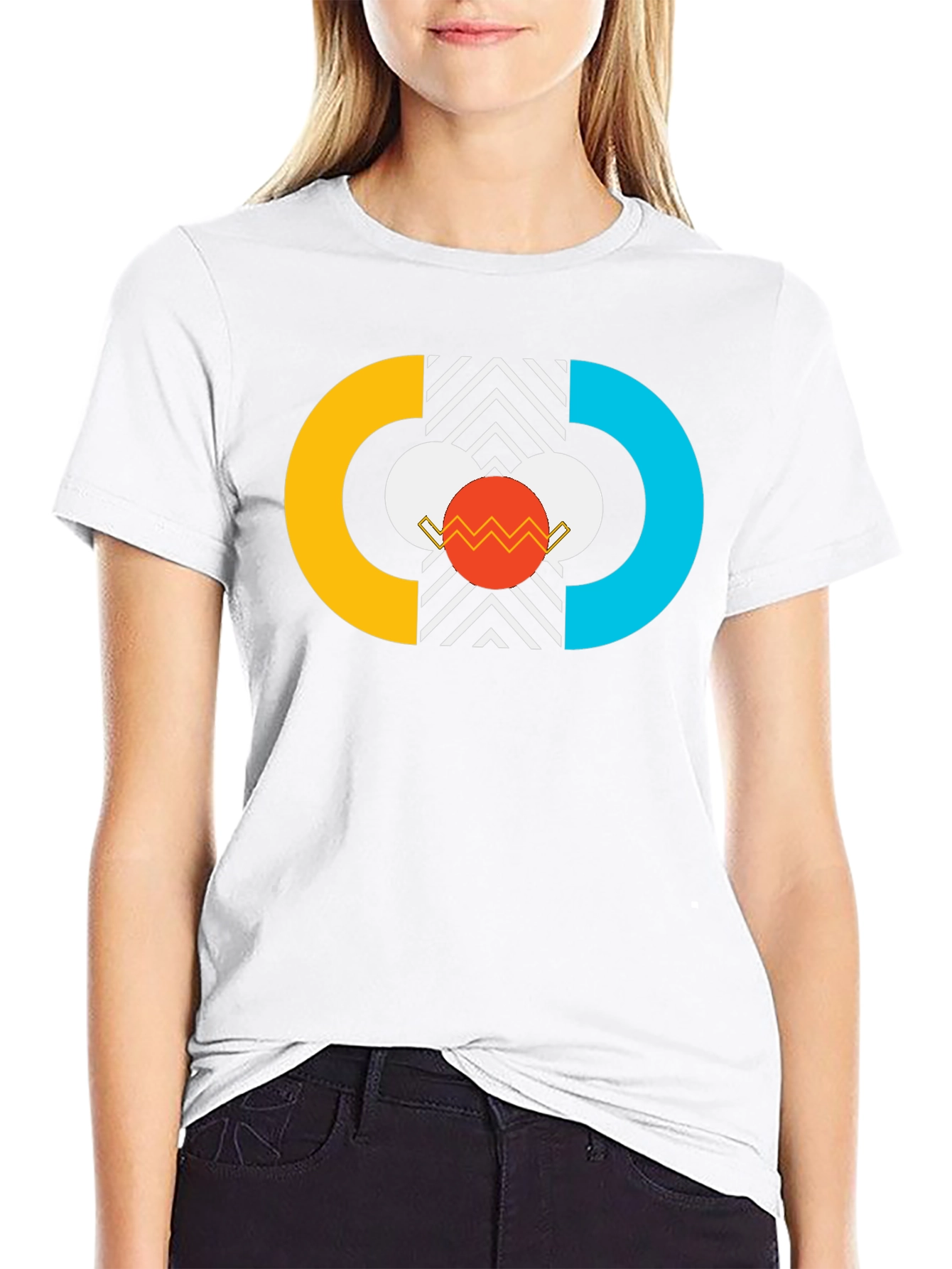 Geometric Graphic Print Black T-Shirt