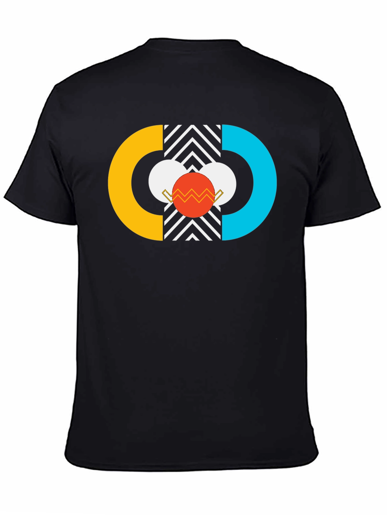 Geometric Graphic Print Black T-Shirt