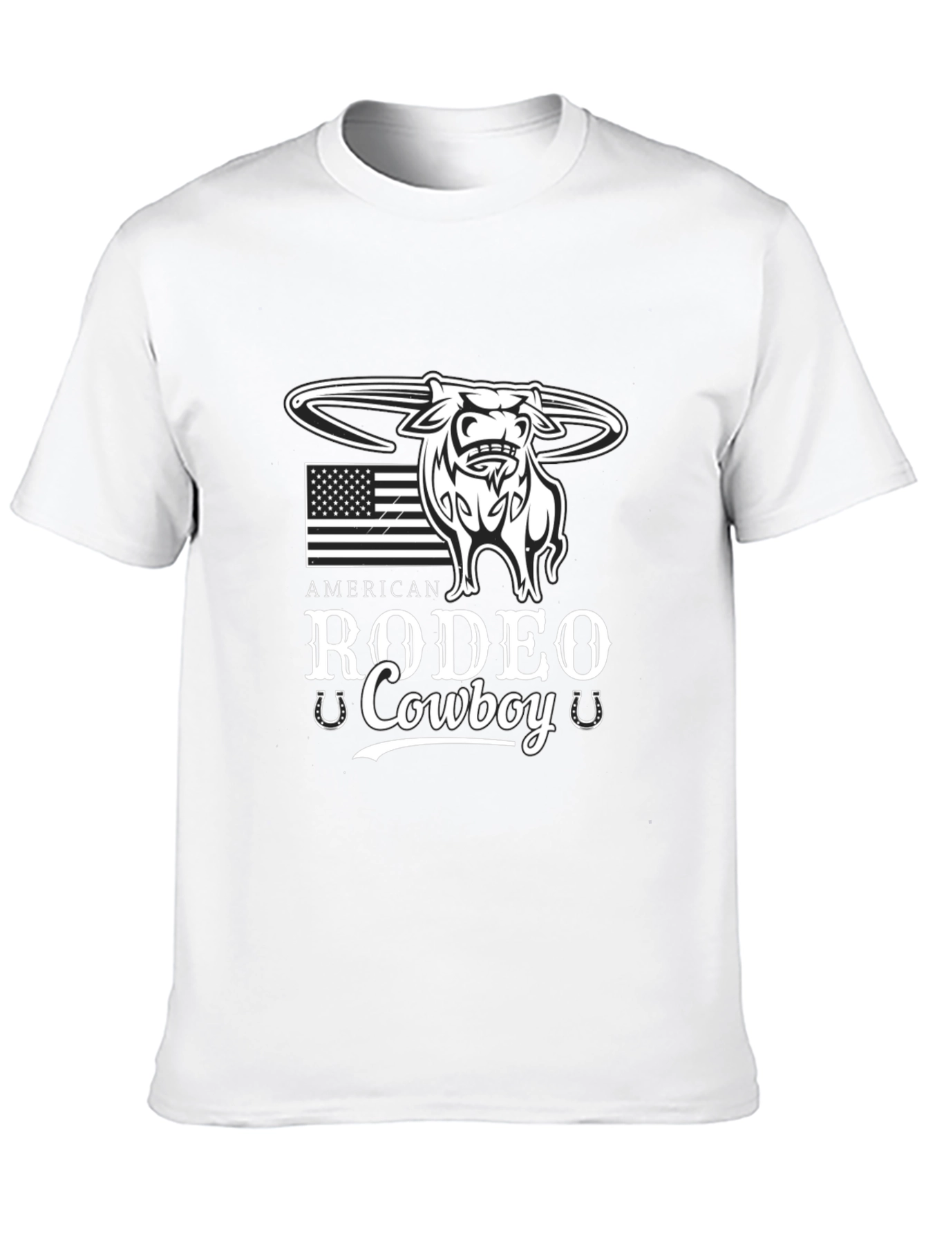 American Rodeo Cowboy Black Graphic T-Shirt