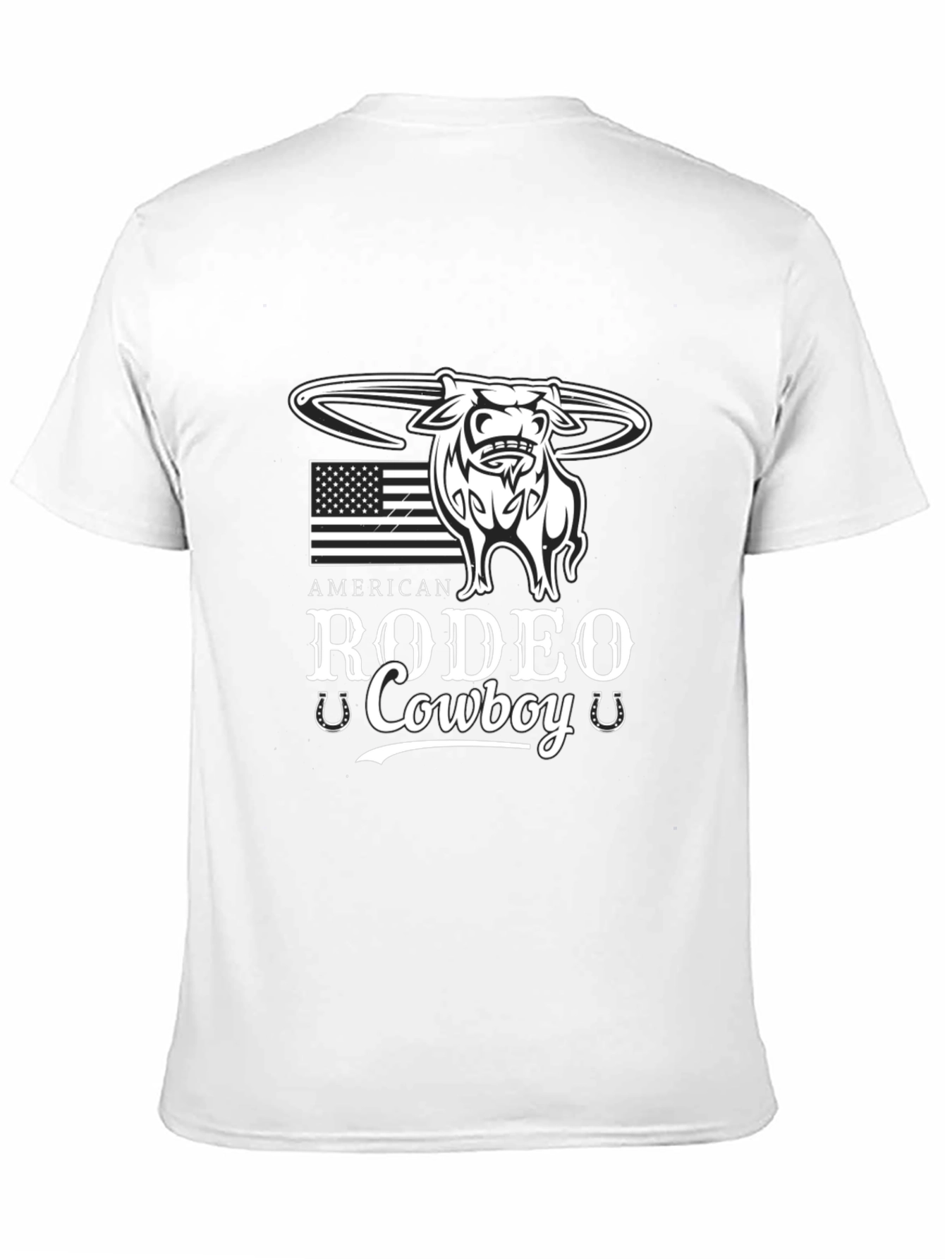 American Rodeo Cowboy Black Graphic T-Shirt