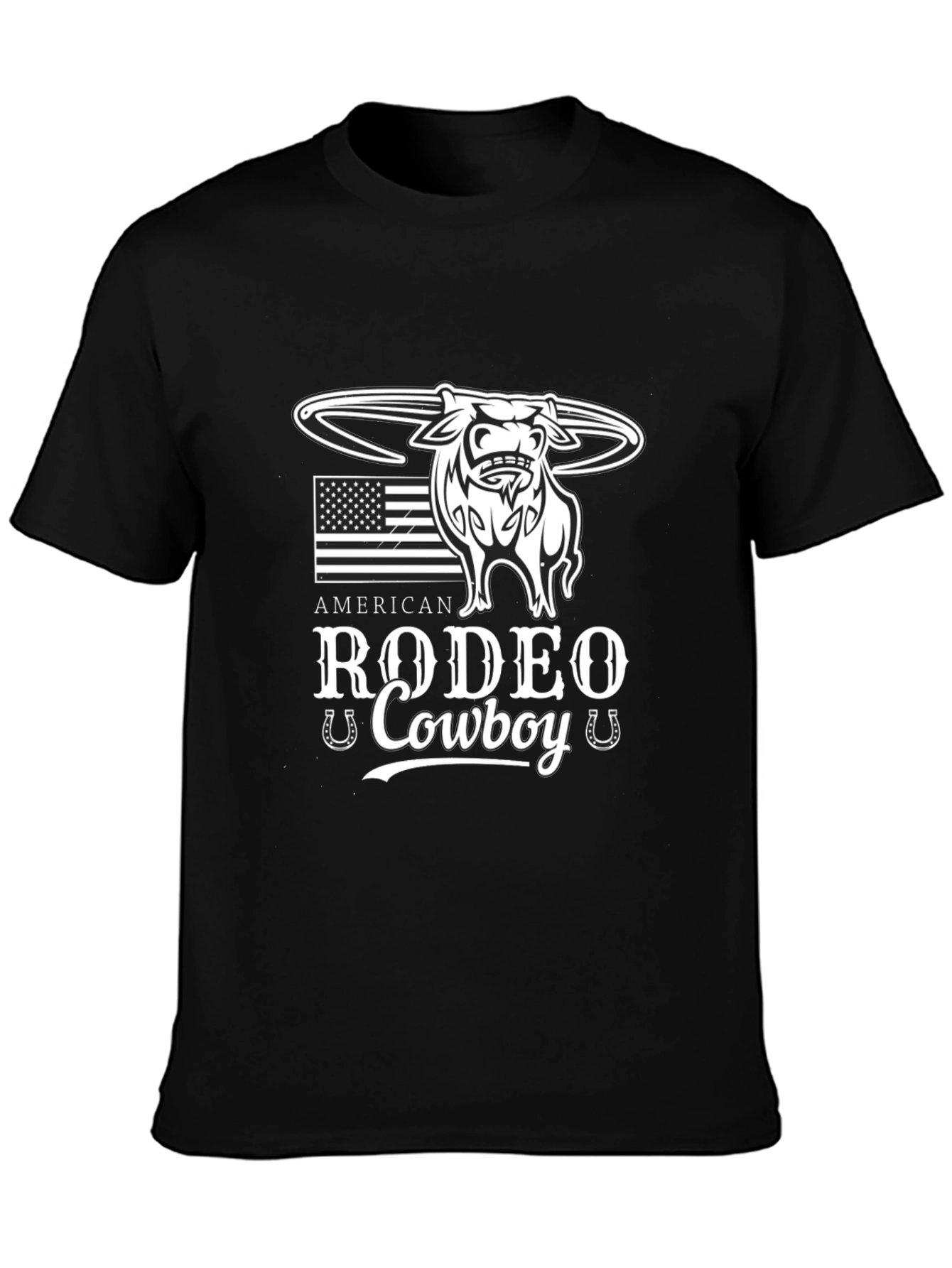 American Rodeo Cowboy Black Graphic T-Shirt