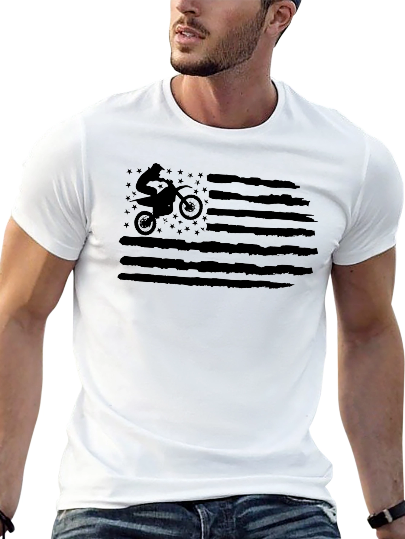 Motocross American Flag Graphic Tee