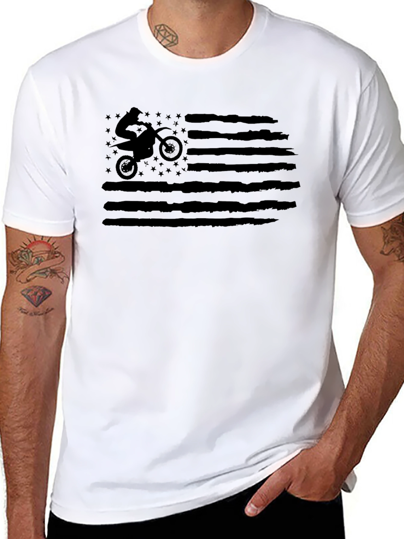 Motocross American Flag Graphic Tee