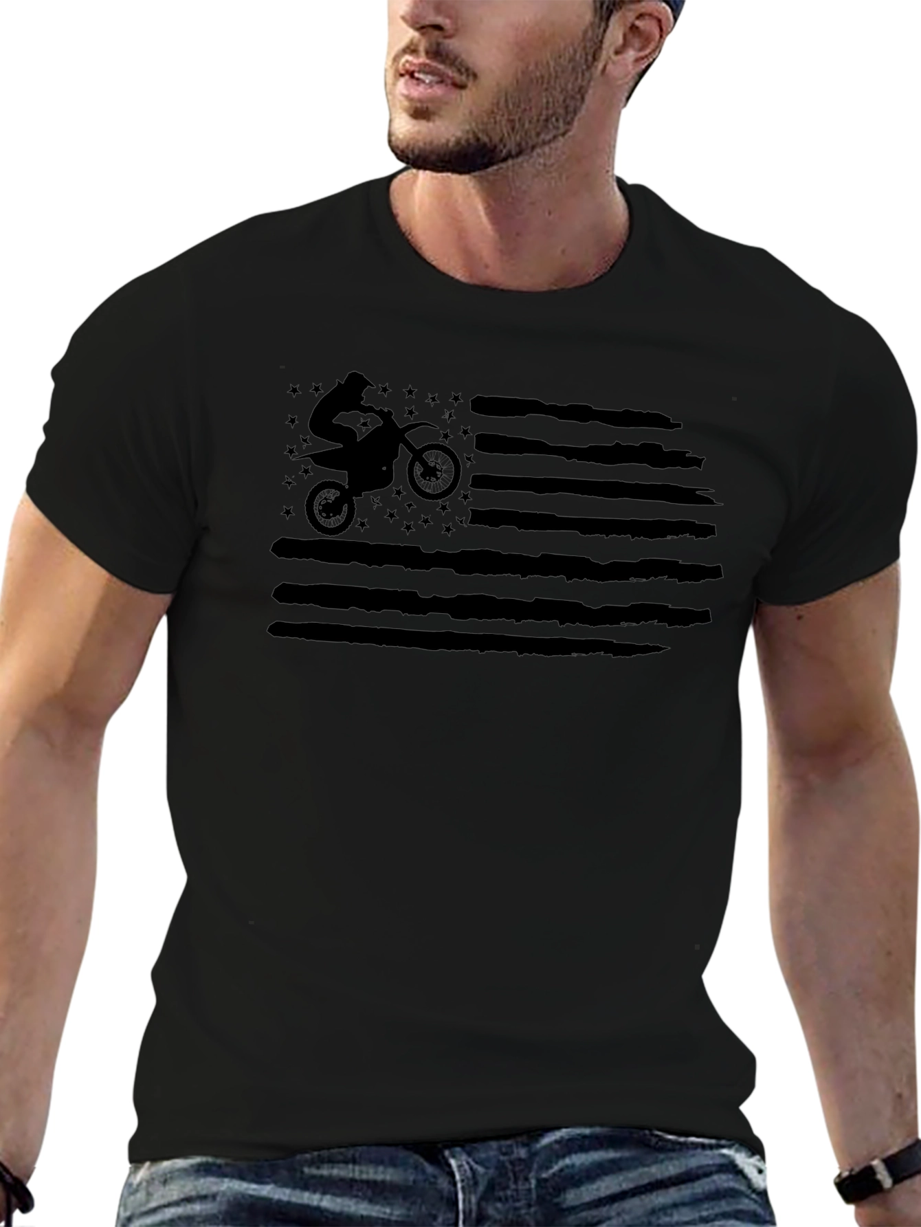 Motocross American Flag Graphic Tee