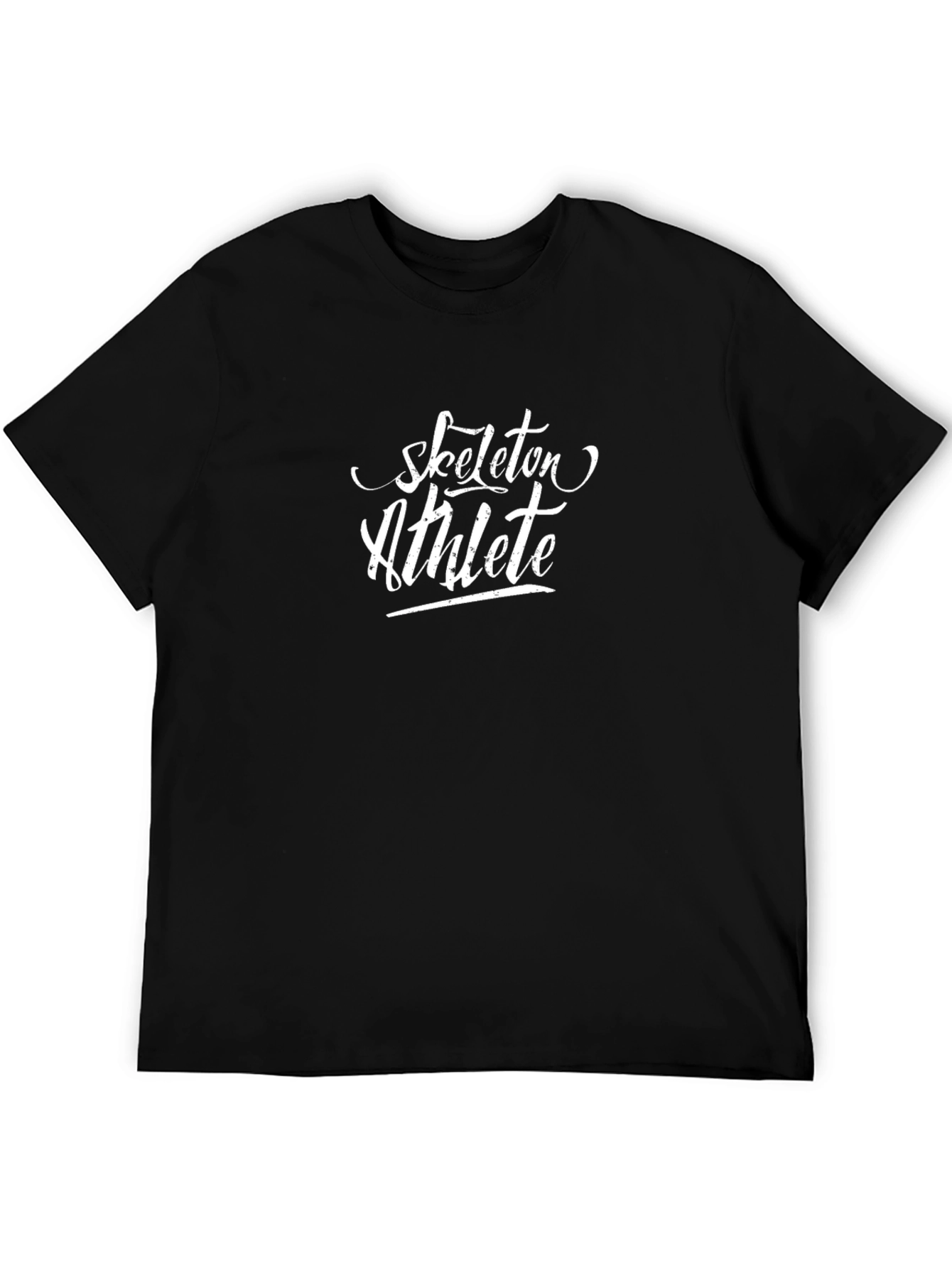 Skeleton Athlete Graphic Tee - Black Cotton T-Shirt