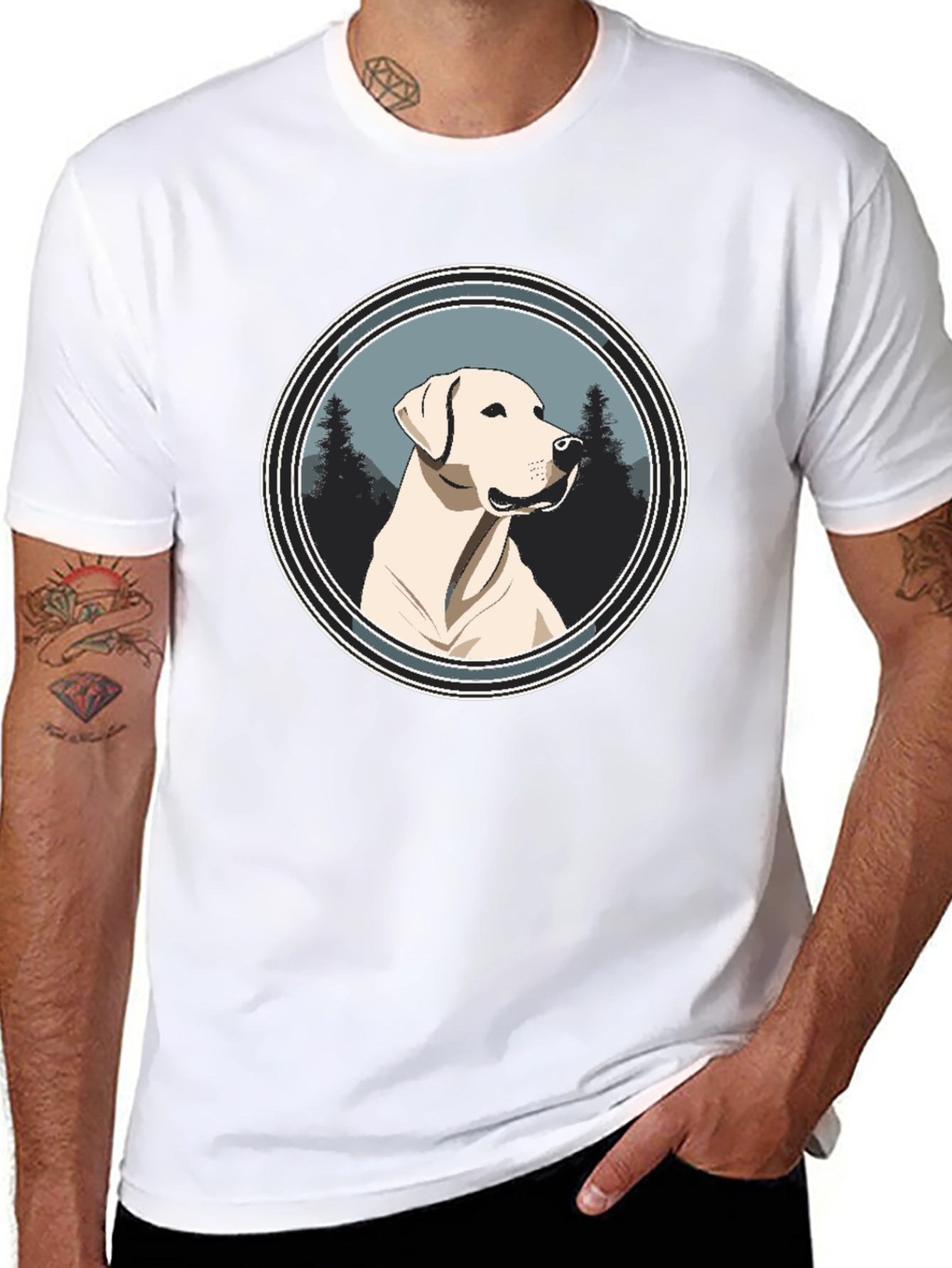 Dog Graphic Tee - Black Cotton T-Shirt