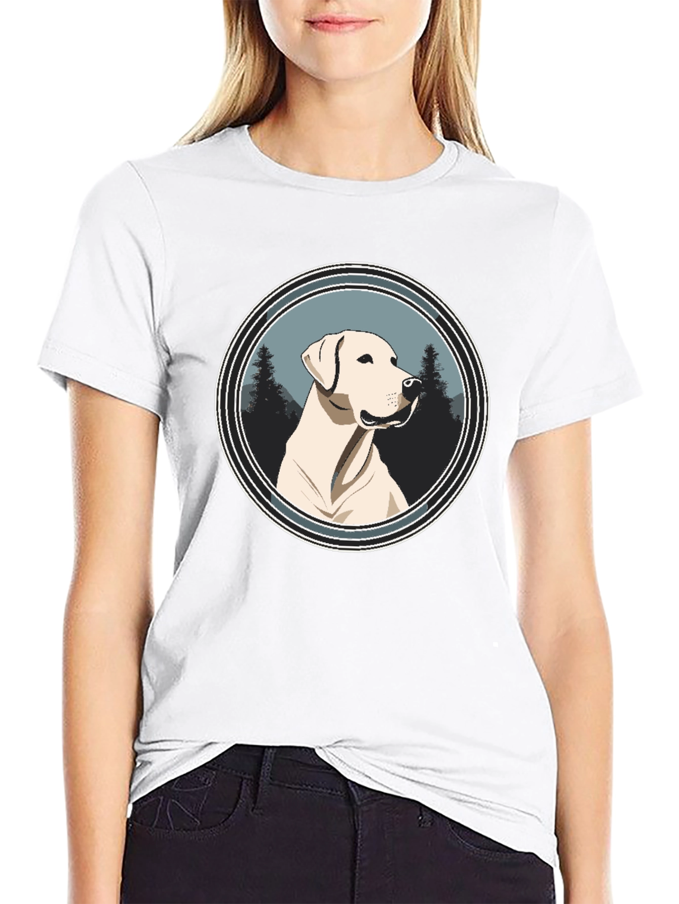 Dog Graphic Tee - Black Cotton T-Shirt